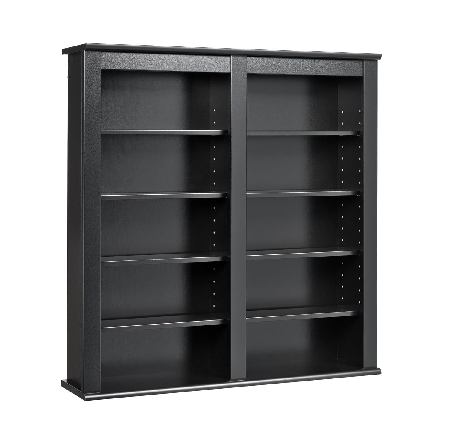 Prepac Double Floating Media Wall Storage in Cherry and Black