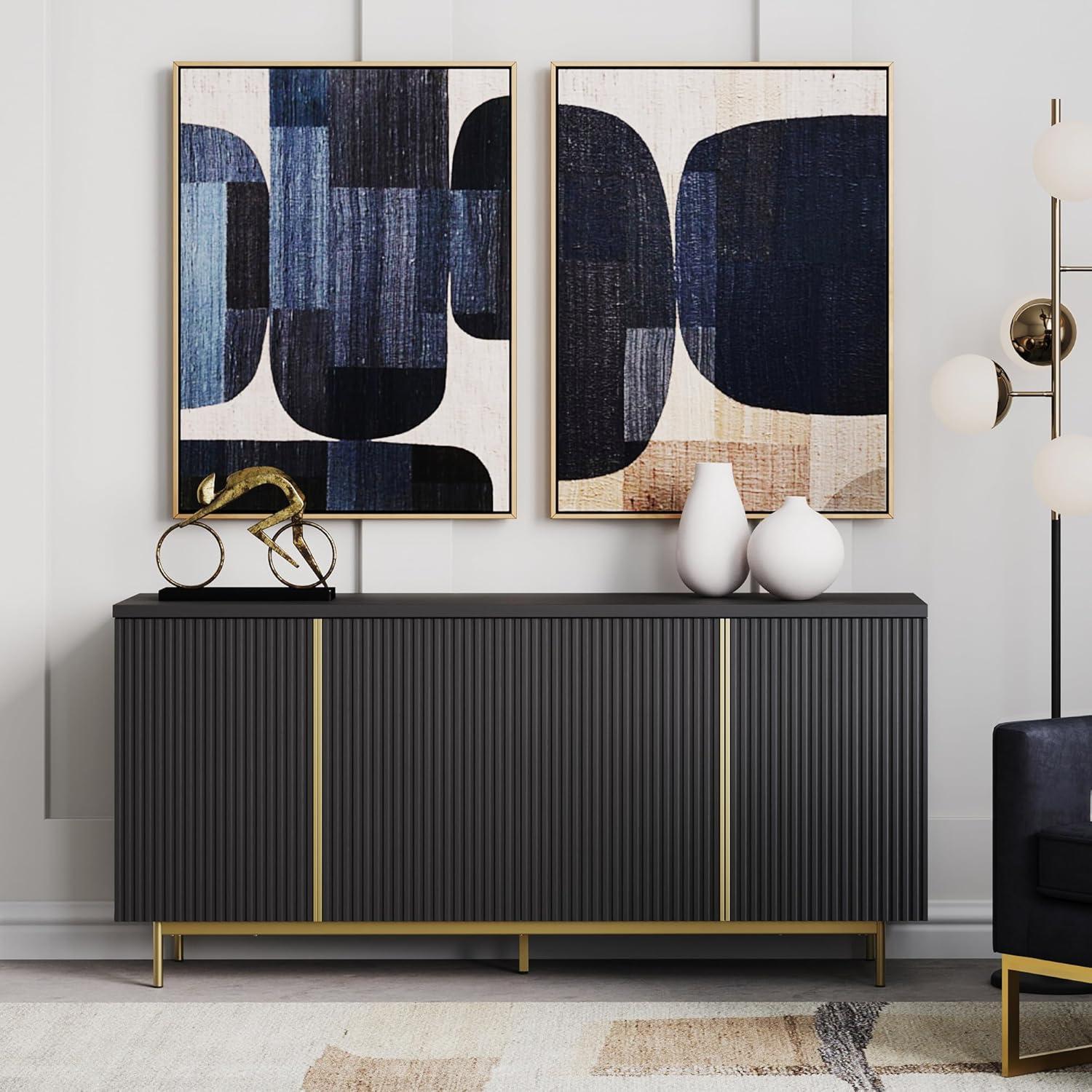 Willa Arlo™ Interiors Wilber 63.4" Sideboard Buffet Cabinet with Fluted Decorative Doors, Modern Console Table