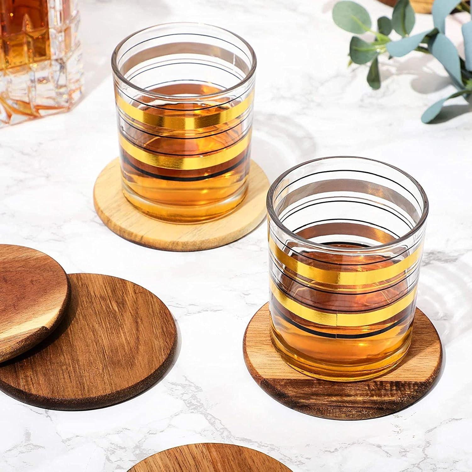 Juvale 8 Pack Acacia Wood Coasters for Coffee Table - Wooden Coasters for Drinks, Dining Table, Bar (4 In)