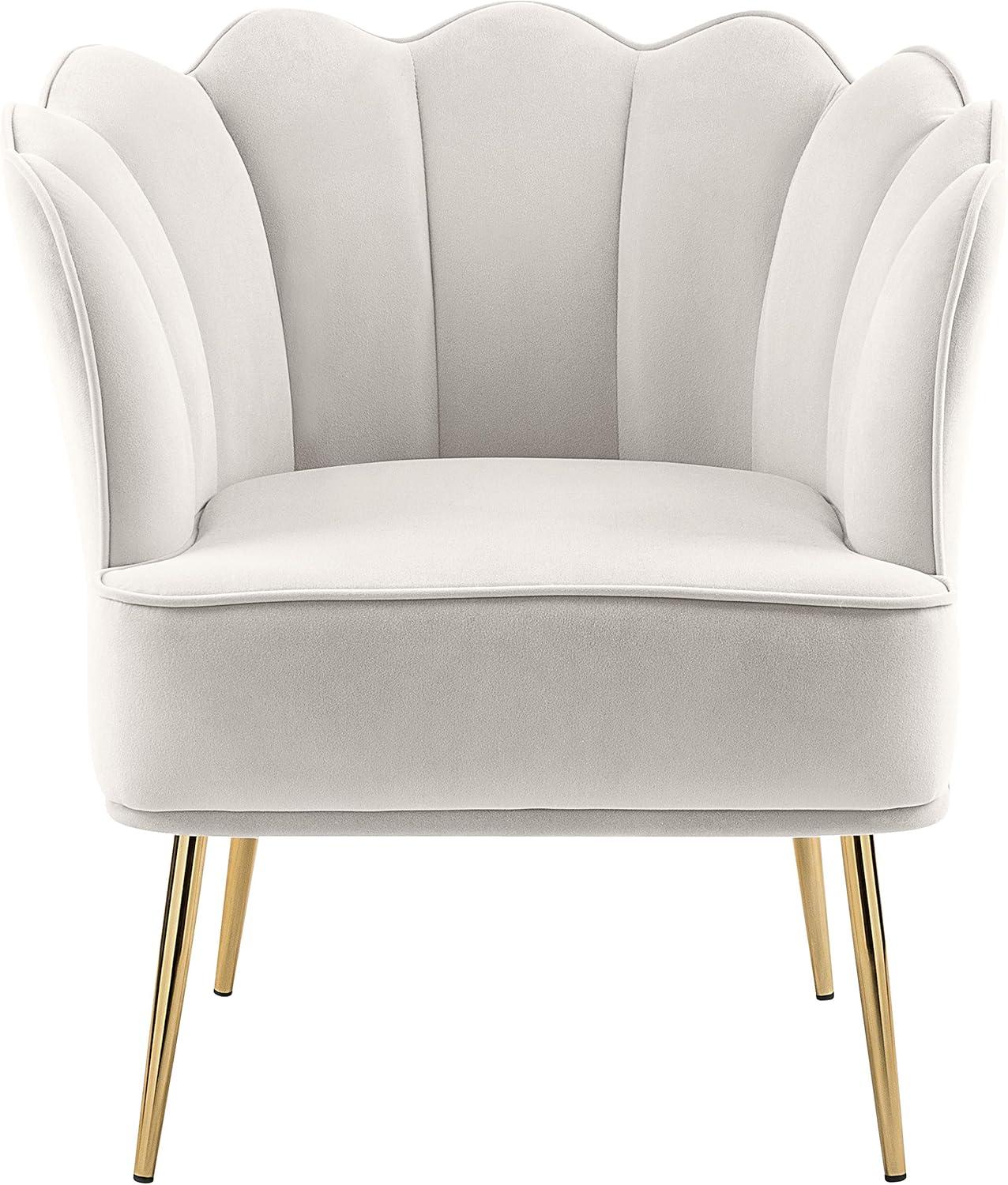 Meridian Furniture Jester Cream Velvet Accent Chair with Gold Iron Legs