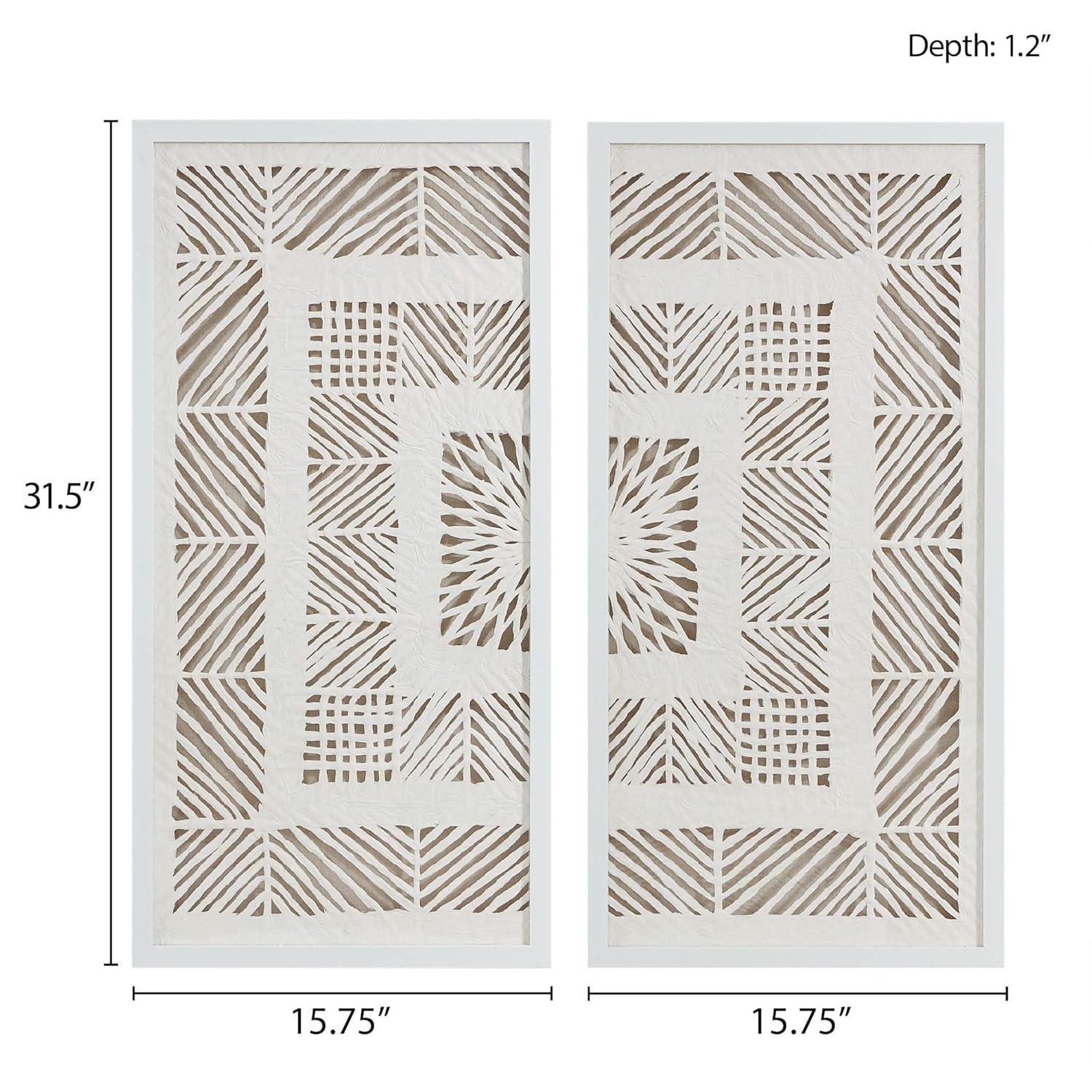 Dakota Fields Framed Geometric Rice Paper Panel Shadowbox Wall Décor (Set of 2)