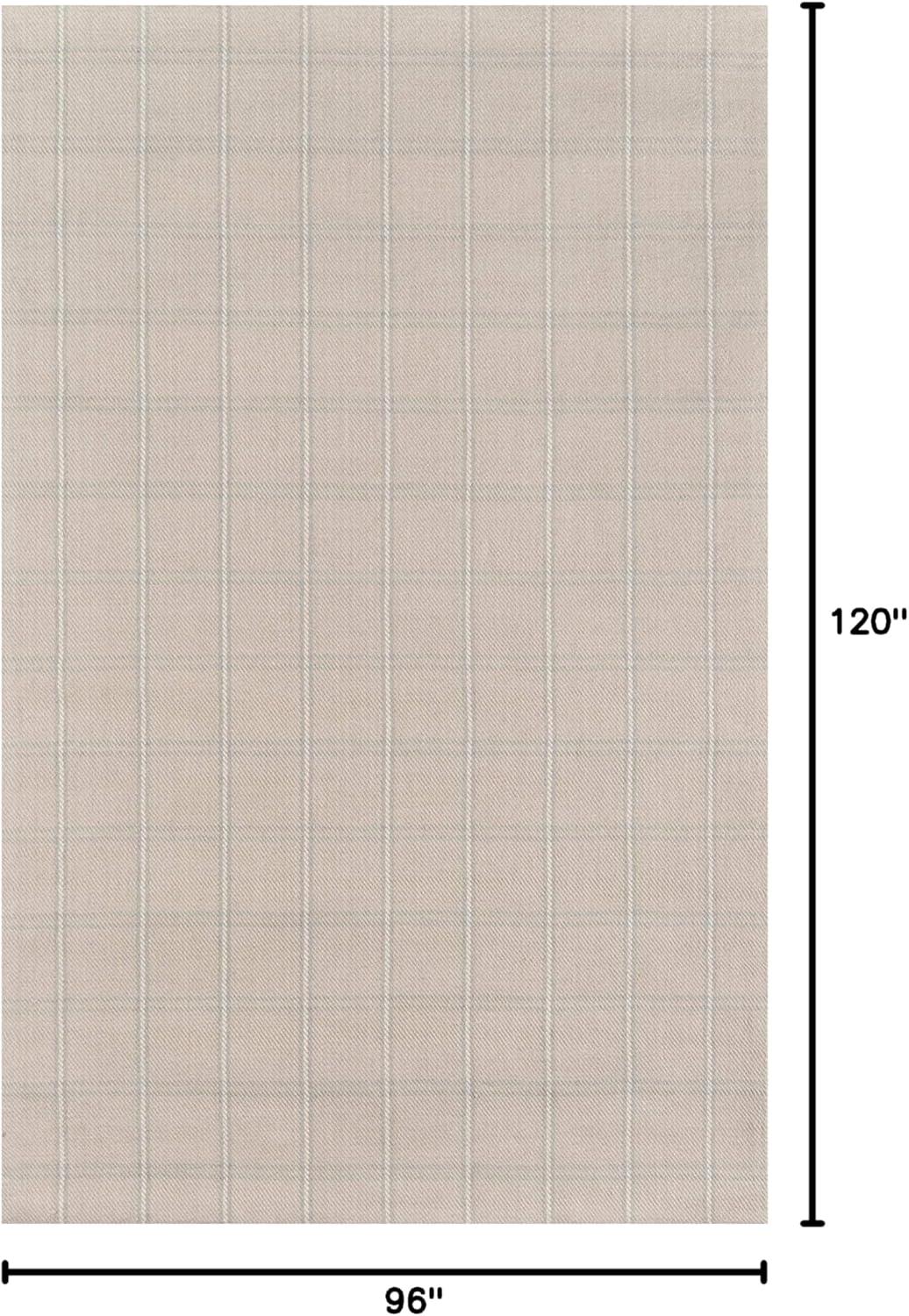 8'x10' Marlborough Dover Hand Woven Wool Area Rug Beige - Erin Gates by Momeni: Contemporary Plaid, Low Pile