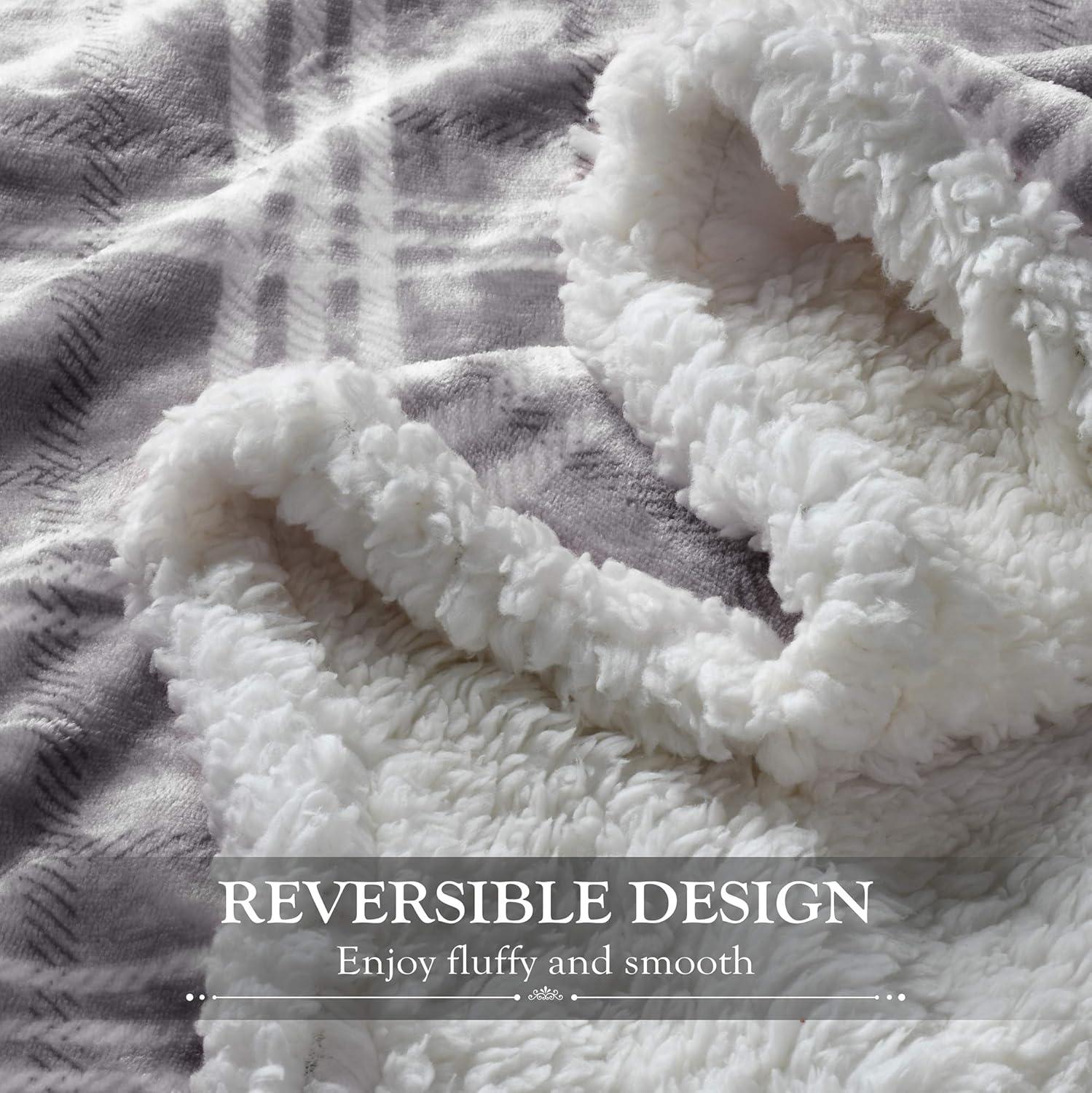 Catalonia Plaid Sherpa Throw Blanket, Holiday Throws for Couch Sofa Cabin Decro, Christmas Blanket