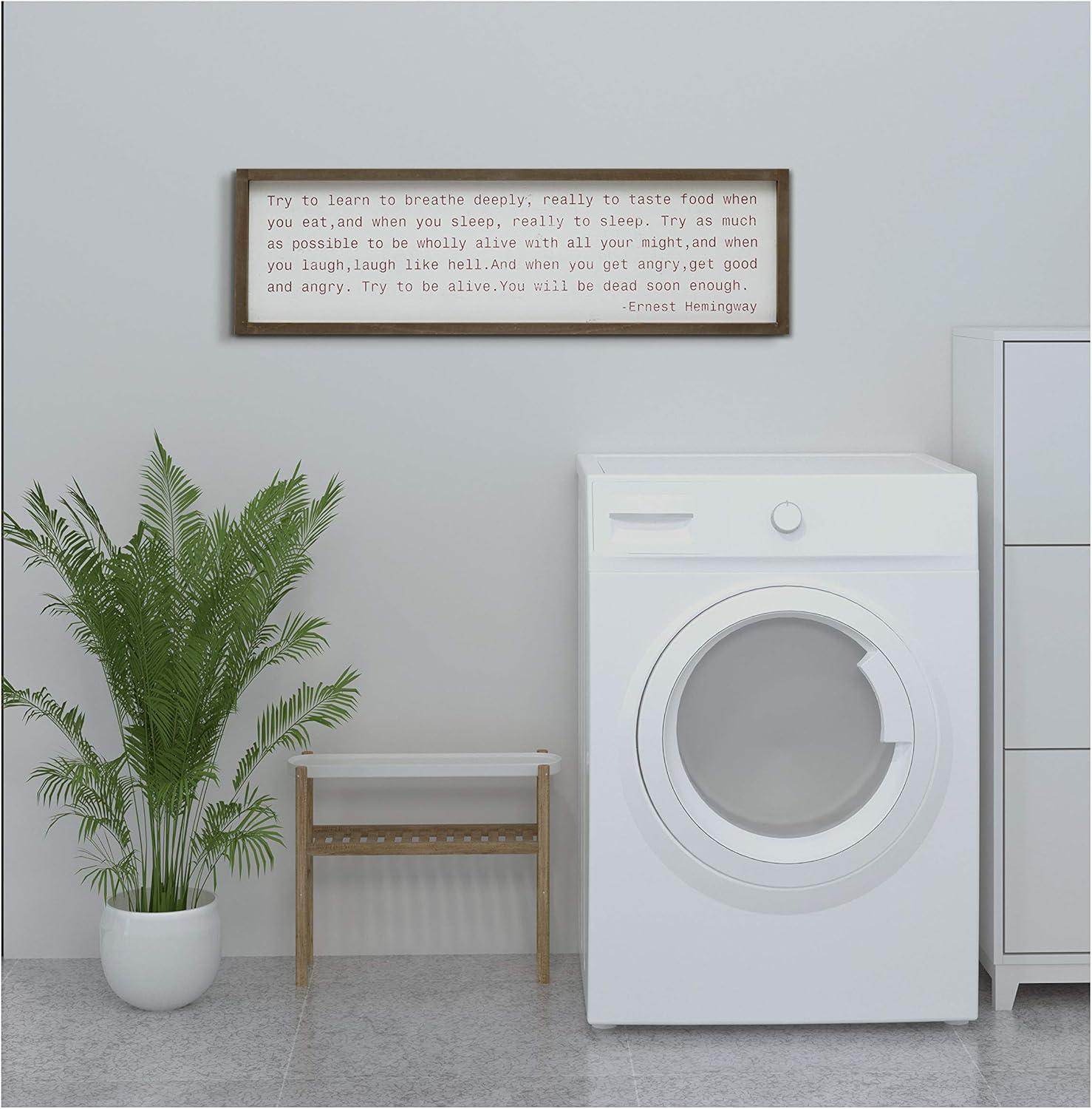 Creative Co-Op Wood Framed Wall Décor with Saying "Try To Learn…"