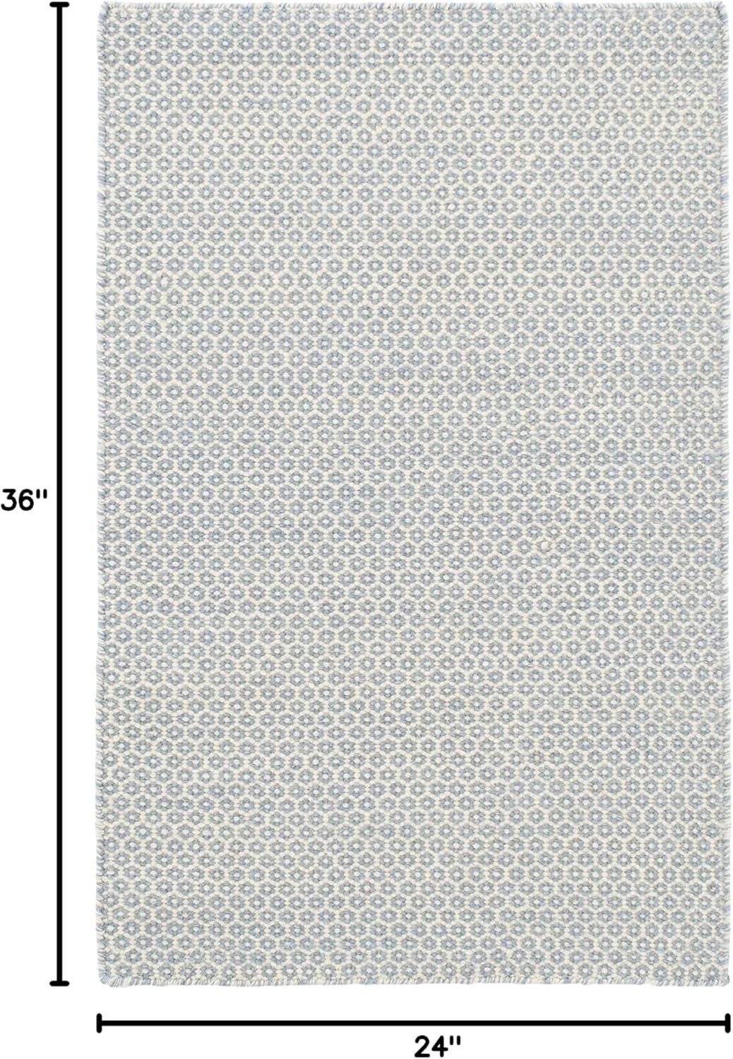 Honeycomb French Blue/Ivory Handwoven Wool Rug