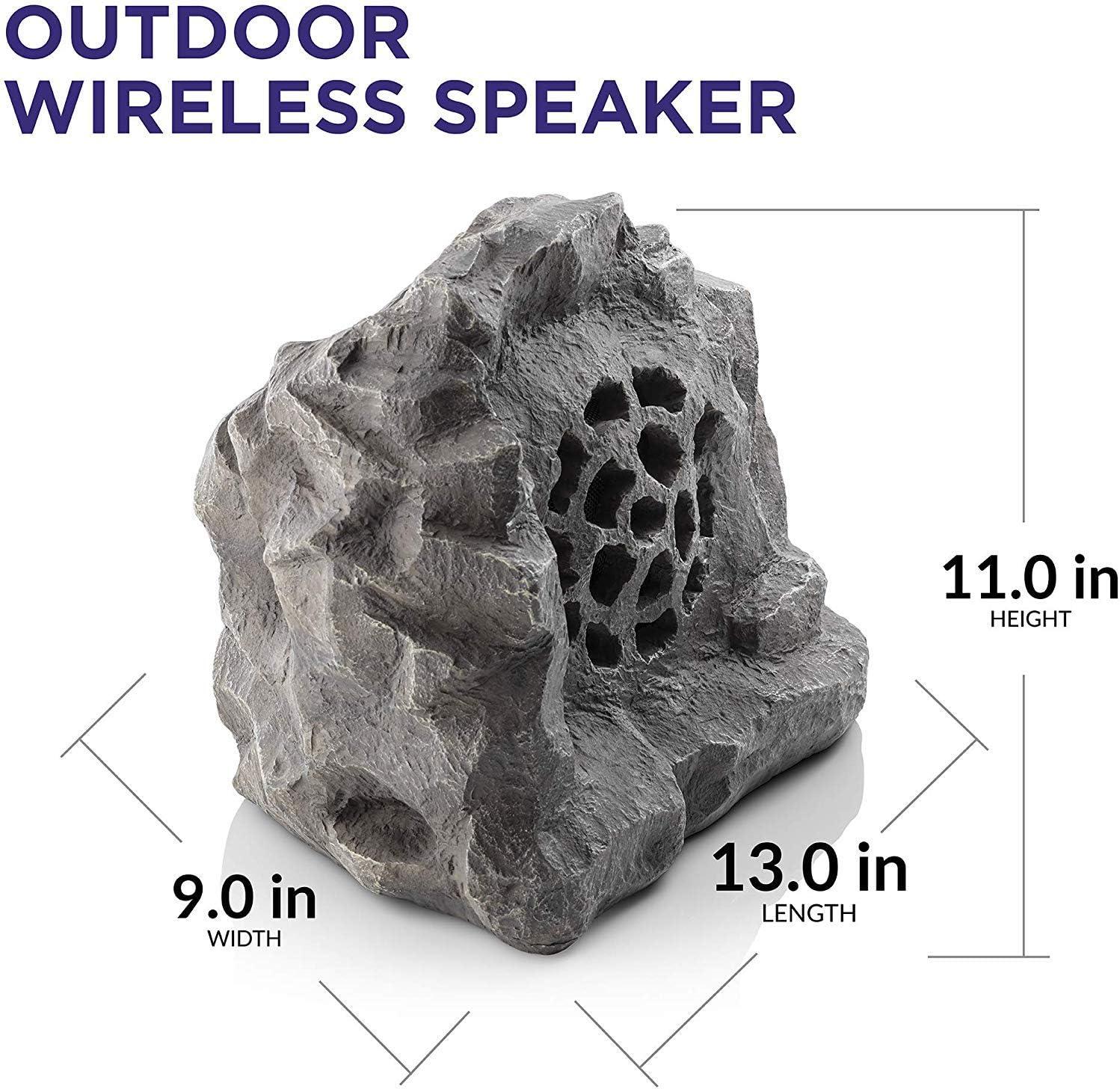 11" Polyresin Solar Bluetooth Rock Speaker - Alpine Corporation: Weather-Resistant, Garden Decor