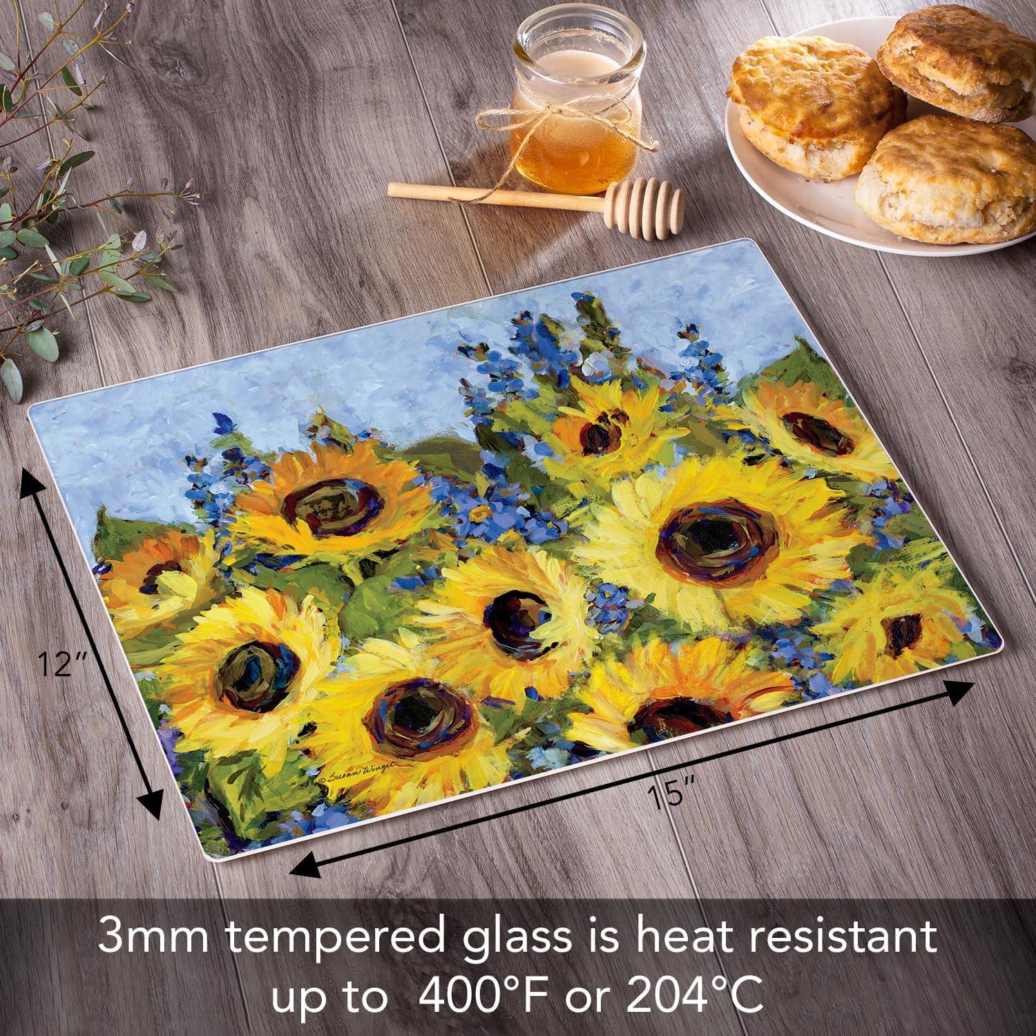 CounterArt Gallery of Sunflowers 3mm Tempered Glass Cutting Board