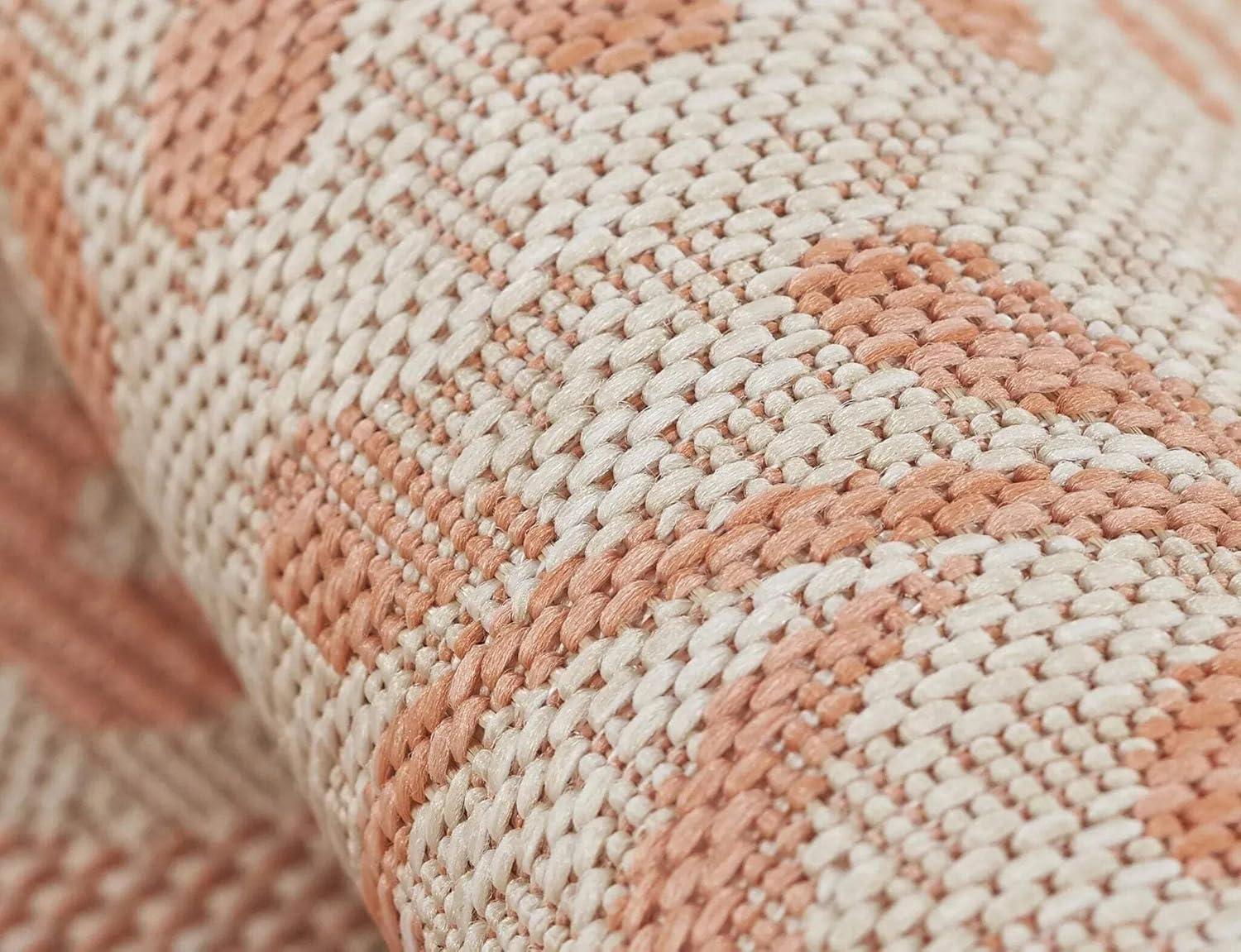 Momeni 9'x12' Riviera Adrian Area Rug Coral: Geometric Pattern, Indoor/Outdoor, Low Pile, Polypropylene, Machine Made
