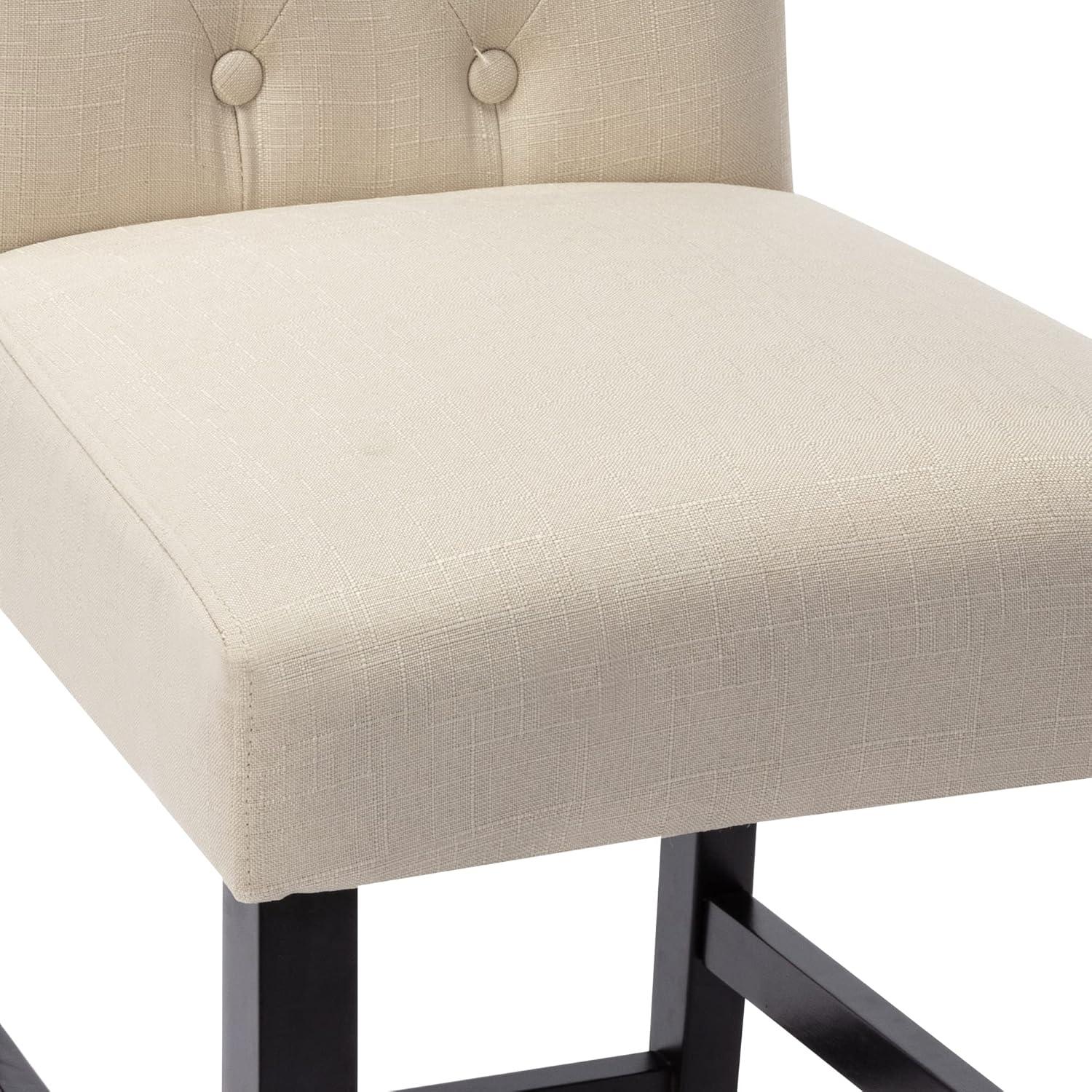 Drevy Bar Stools Set of 2, 24 inch Fabric Counter Height Bar Stools, Kitchen Island Wood Bar Chairs, Solid Wood Legs Barstools, Grey