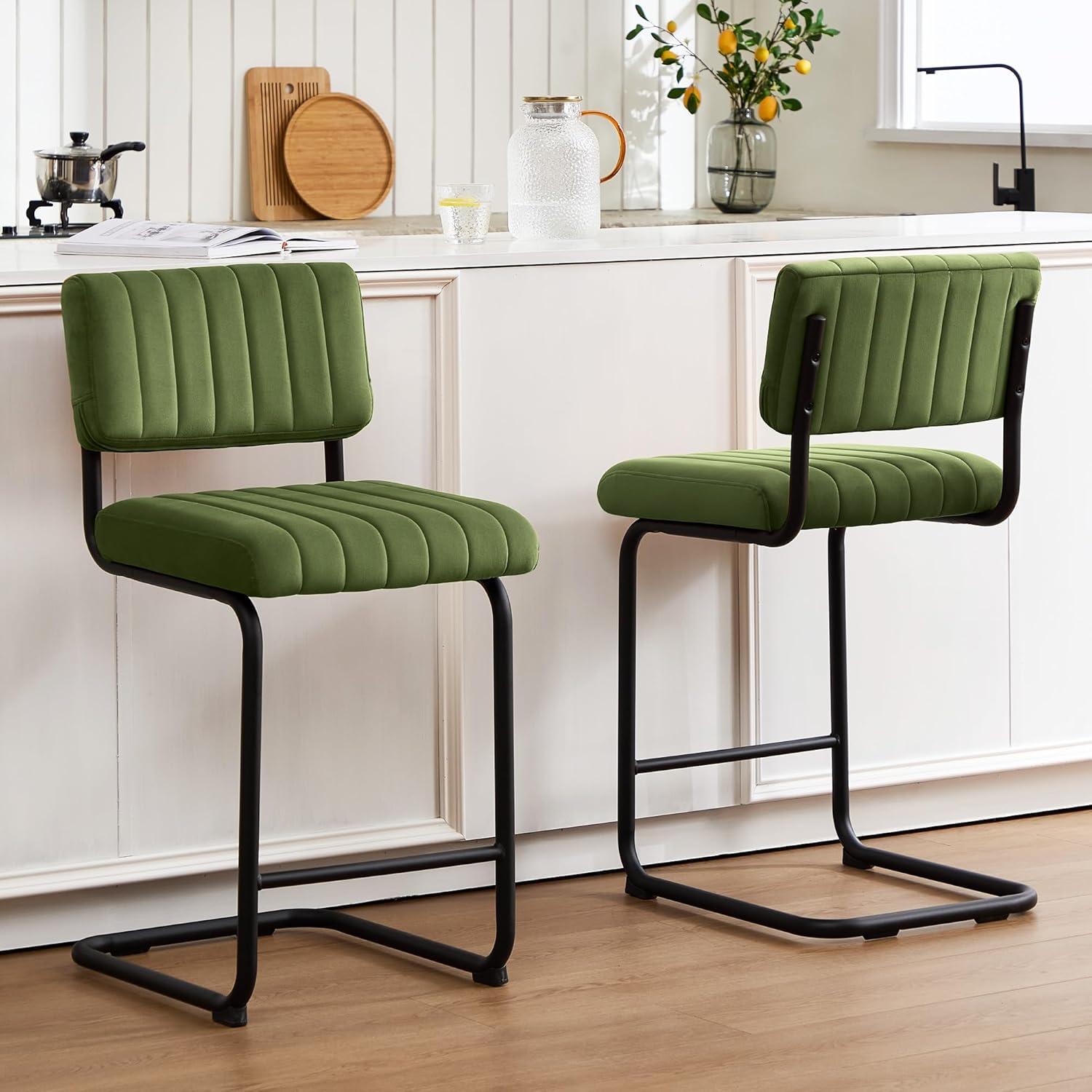 Estes Upholstered Stool with Metal Frame (Set of 2)