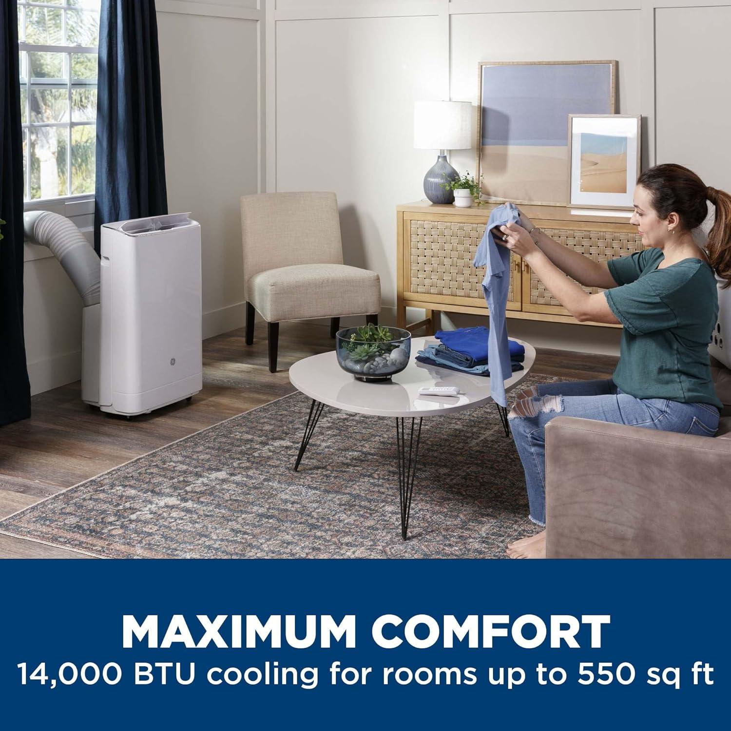 White Portable Air Conditioner with Remote and WiFi, 9800 BTU