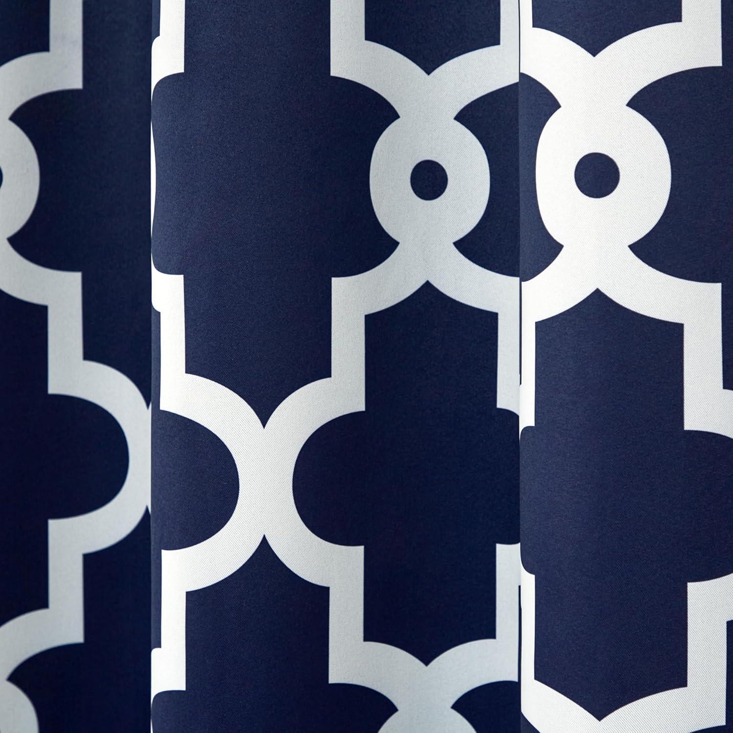 TOWN & COUNTRY EVERYDAY Ironwork Geo Trellis Sateen Indoor Curtains, Room Darkening Blackout, Grommet Top, Energy Efficient, 2-Pack Set, 52"x96", Peacoat Blue