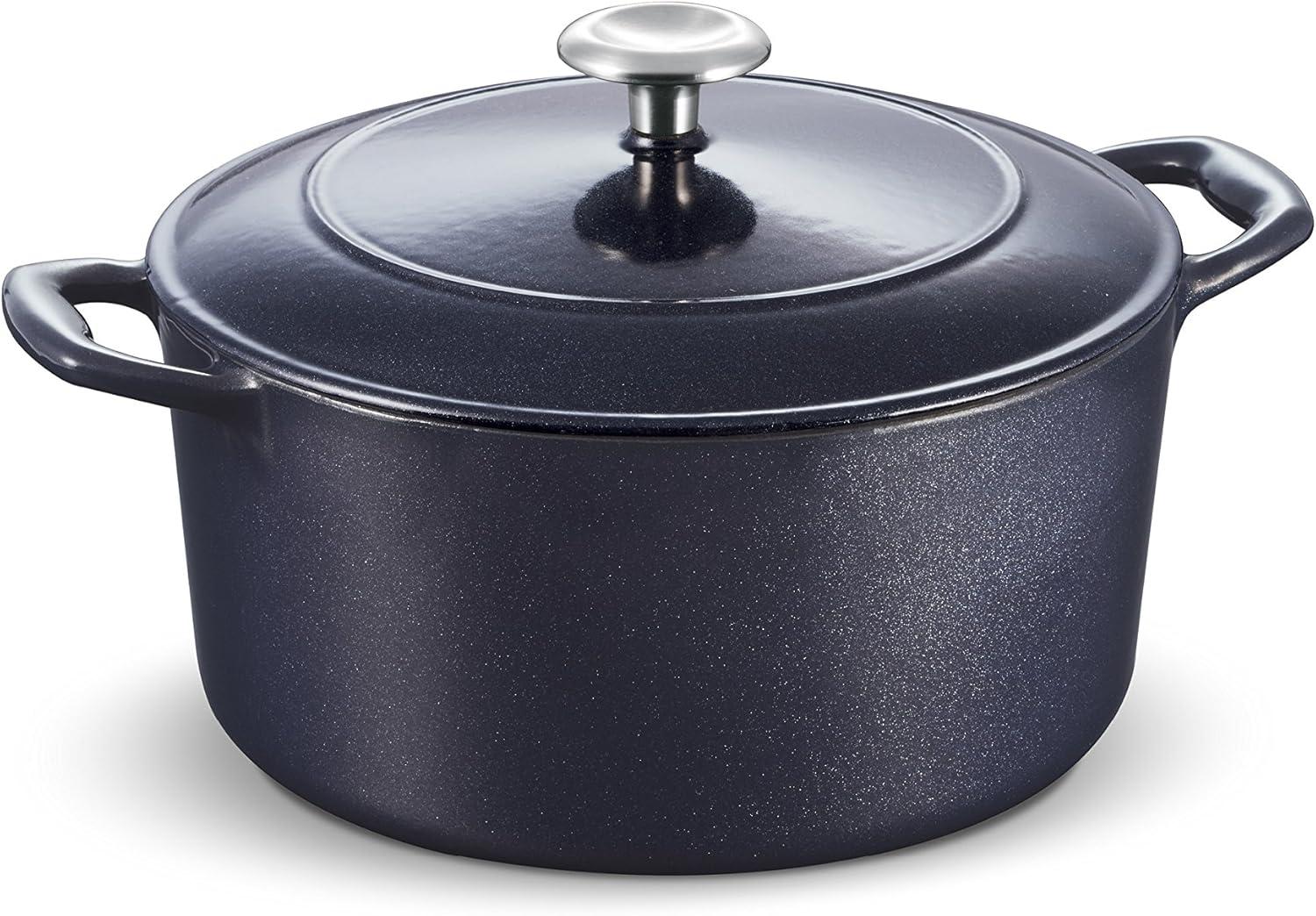 Tramontina 5.5 QT Covered Round Dutch Oven - Cast Iron - Dark Blue - Gourmet 80131/038DS