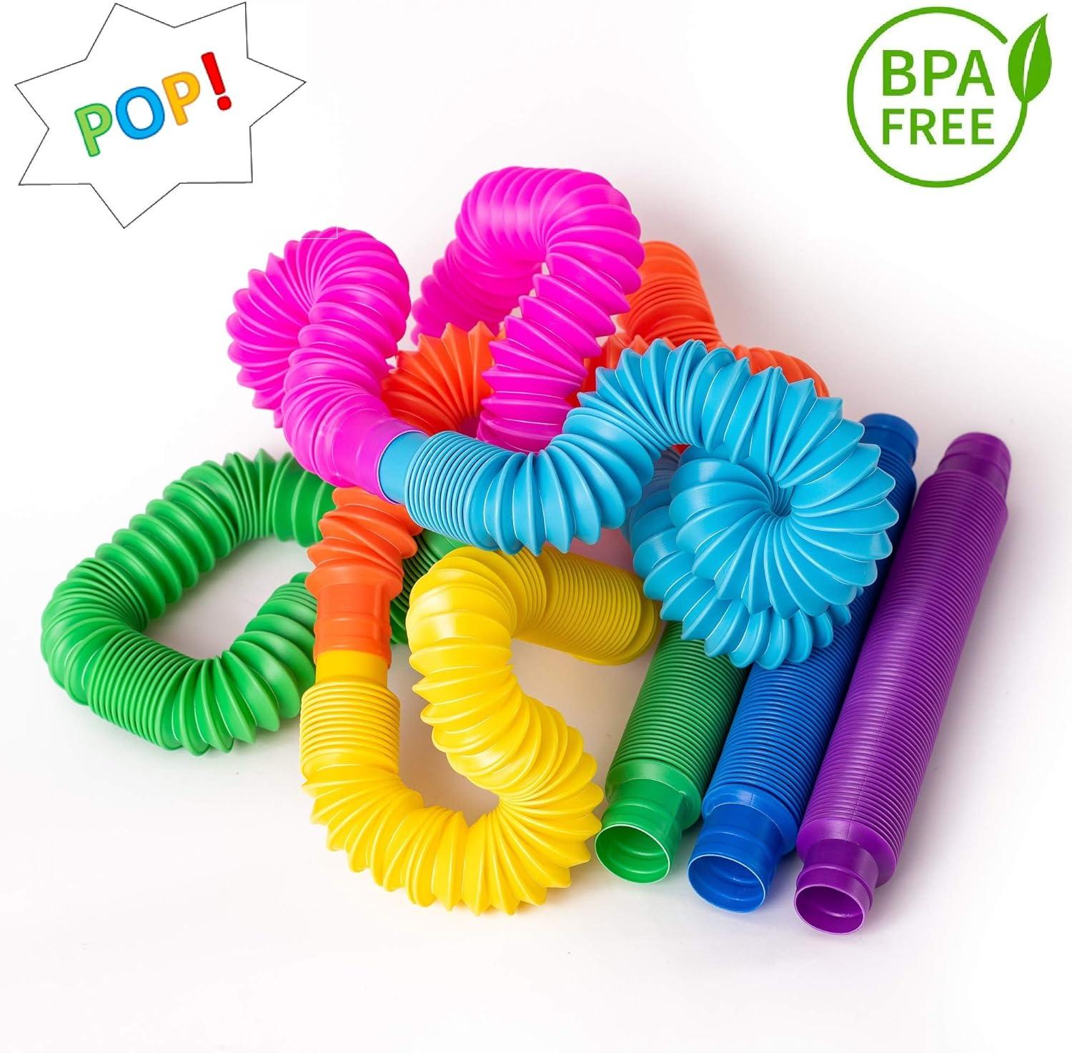 Nutty Toys Large Multicolor BPA-Free Plastic Pop Tubes