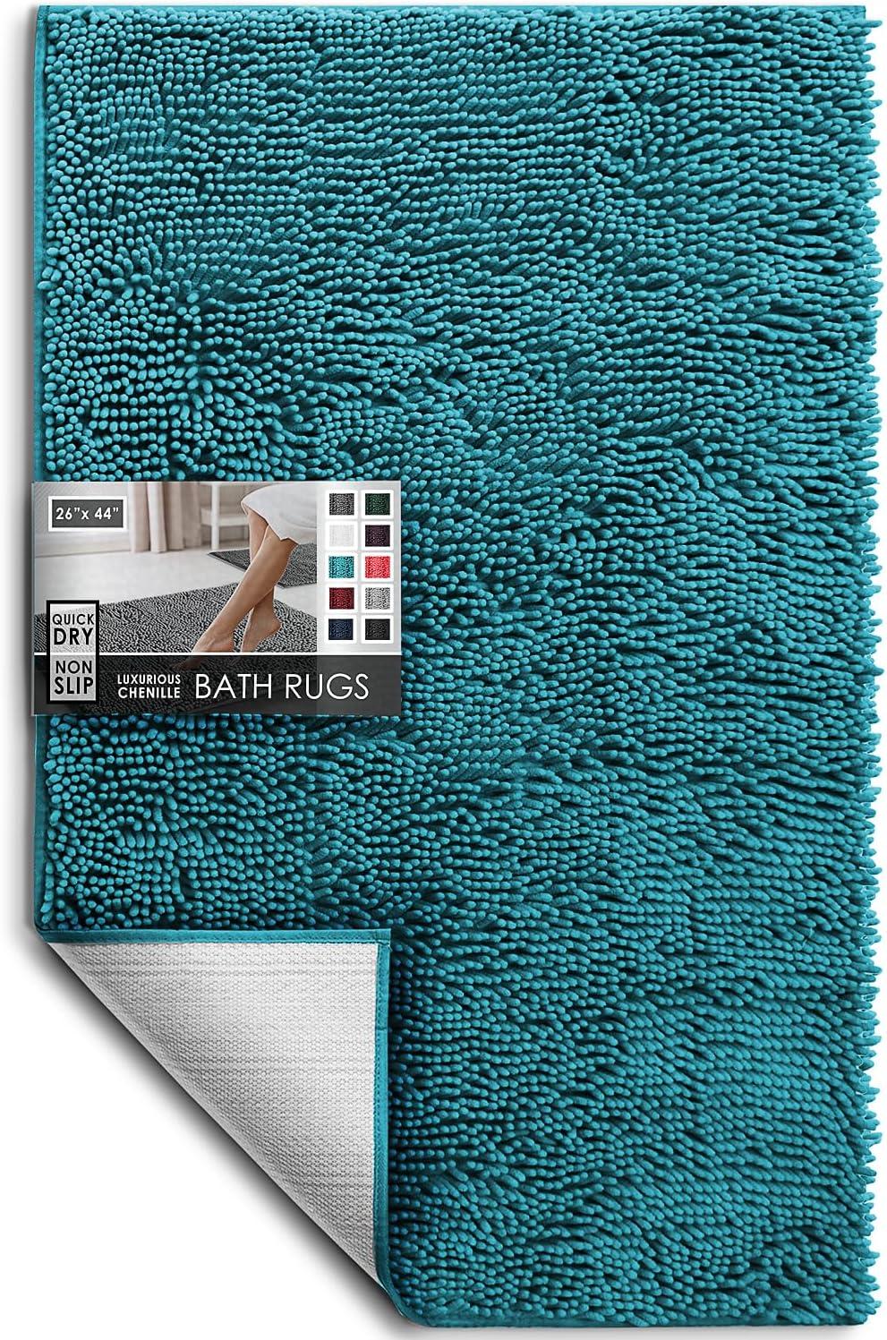 Hearth & Harbor Bathroom Rugs, Machine Washable Chenille Bath Mat for Bathroom