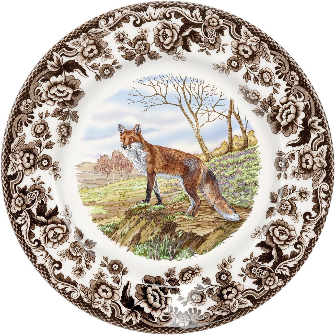 Rustic Multicolor Ceramic Fox Salad Plate, 8-inch