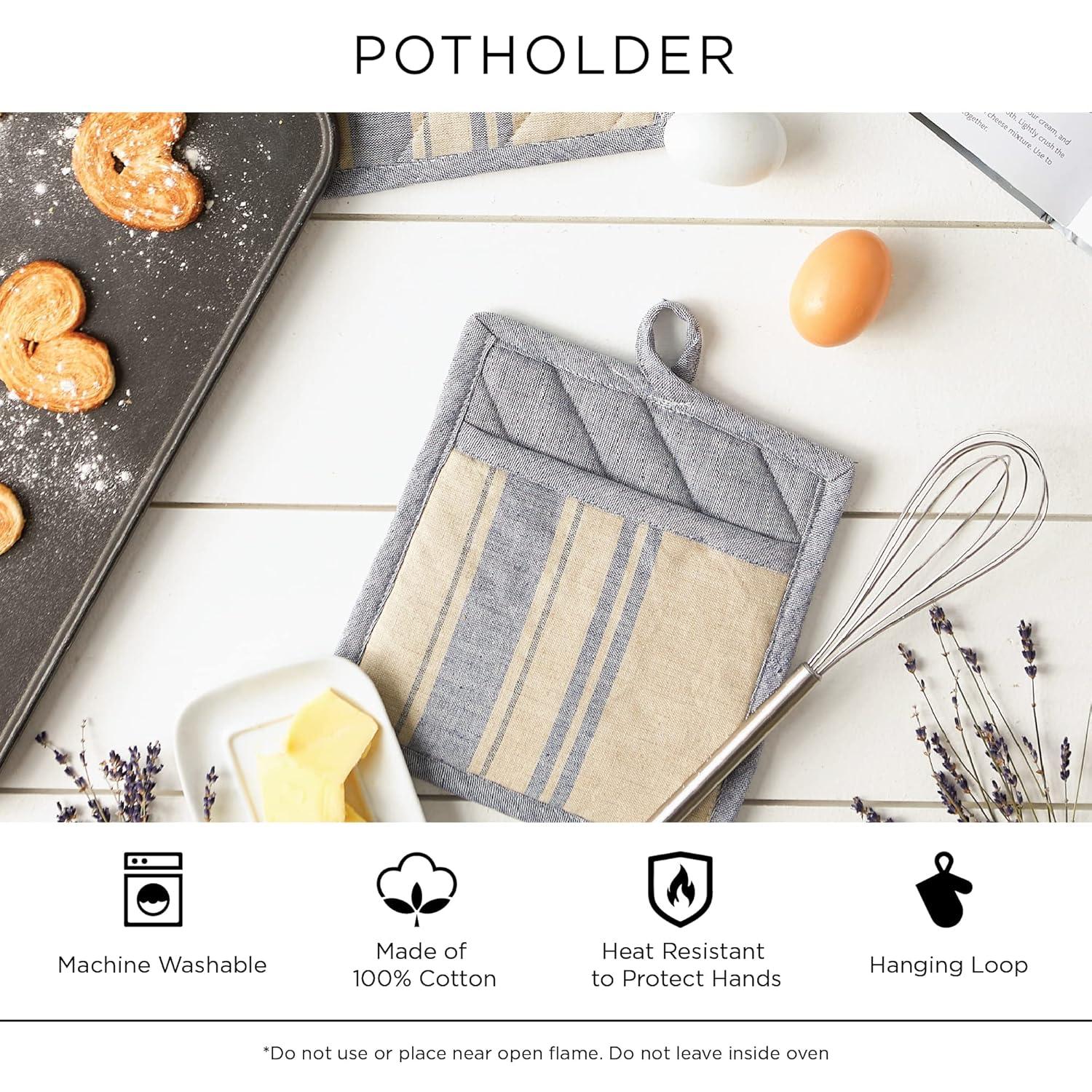 DII Lattice Basics Collection Kitchen Essentials, Potholder Set, Nautical Blue, 2, Piece