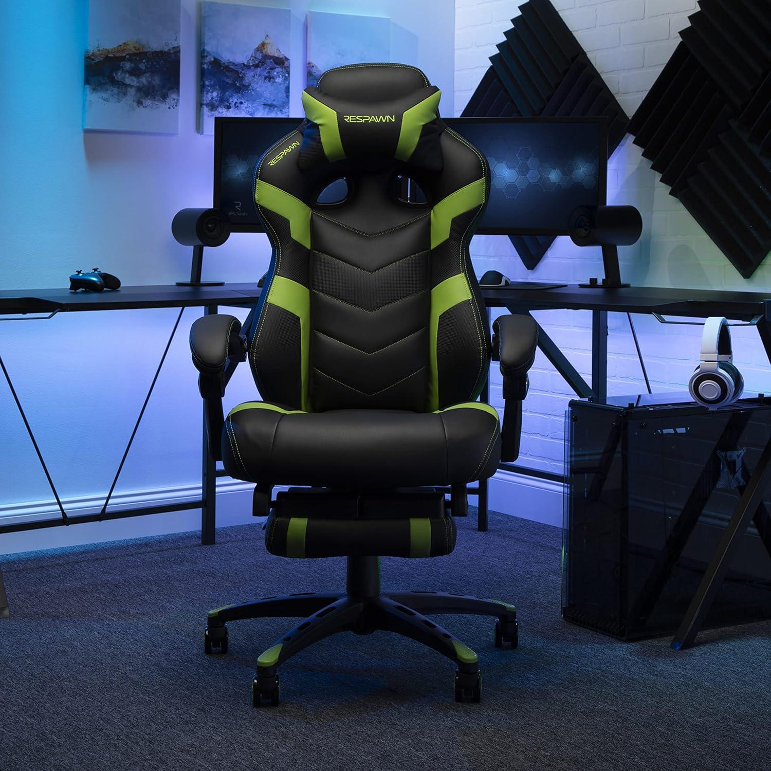 Respawn RESPAWN 110 Pro Gaming Chair - Gaming Chair with Footrest, Reclining Gaming Chair, Video Gaming Computer Desk Chair, Adjustable Desk Chair, Gaming Chairs For Adults With Headrest Pillow