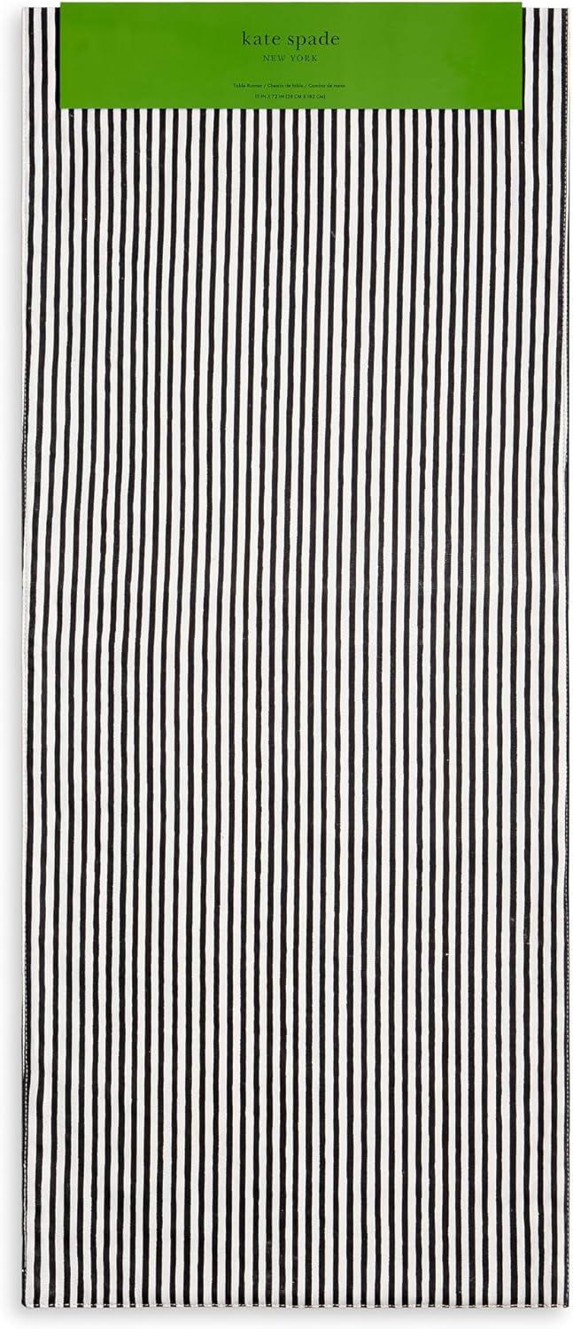 kate spade new york KATE SPADE NEW YORK Hand Painted Shirting Stripe Table Runner 15"x72" Silver/White