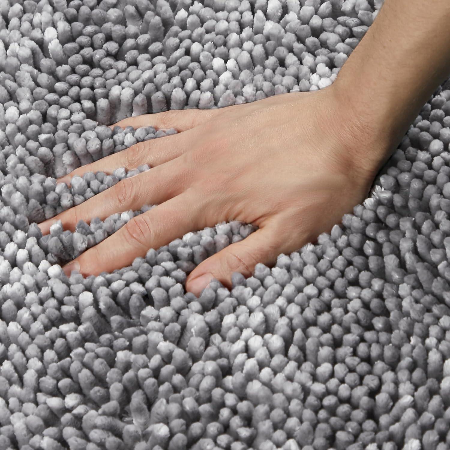 TOWN & COUNTRY BASICS Spa Step Noodle Solid Bathroom Toilet Lid Cover, Plush, Soft, and Absorbent, Machine Washable, Light Grey, 18.5"x19.6"