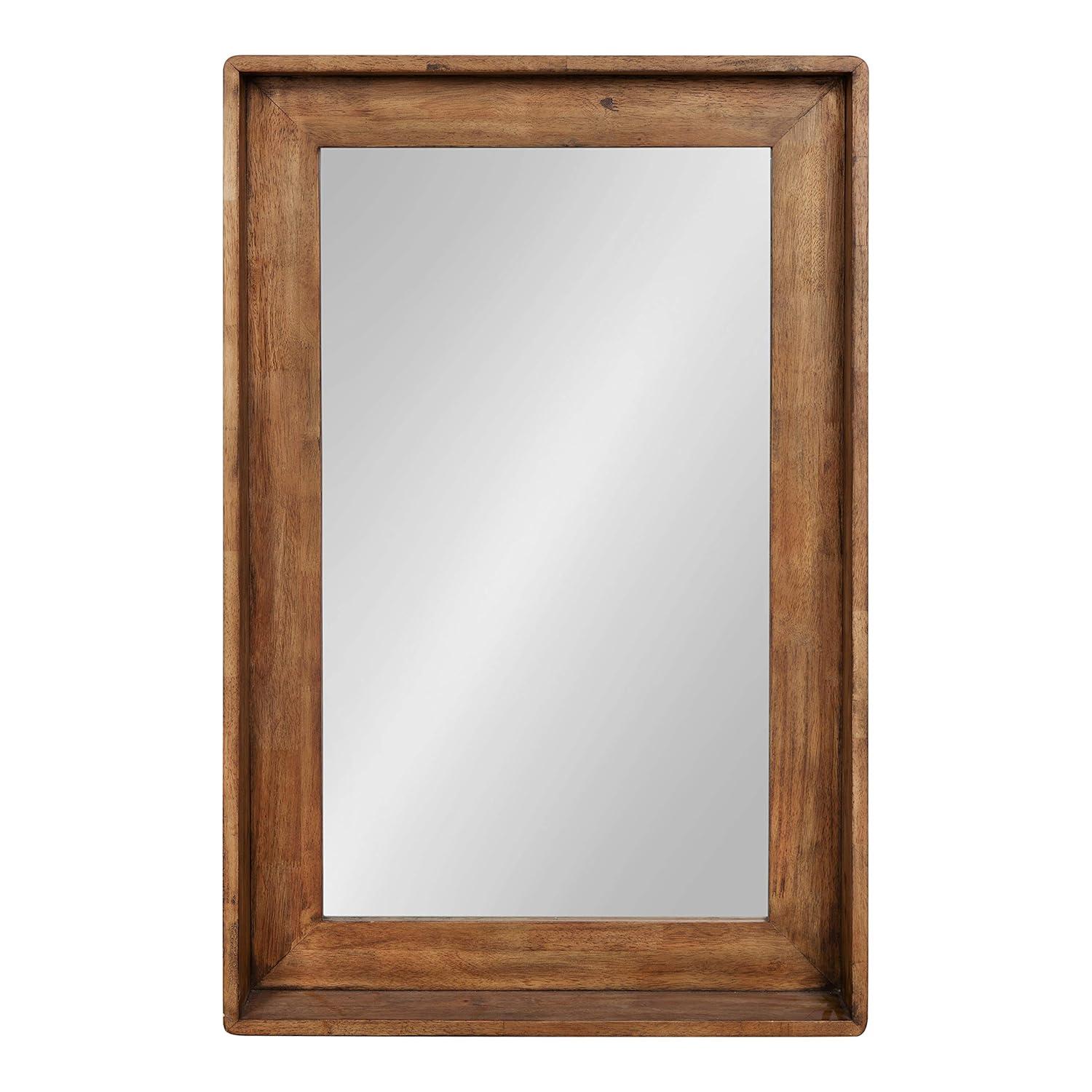 Kate & Laurel All Things Decor 24" x 36" Basking Decorative Wall Mirror with Shelf Natural: Scandinavian Design, No Assembly Required