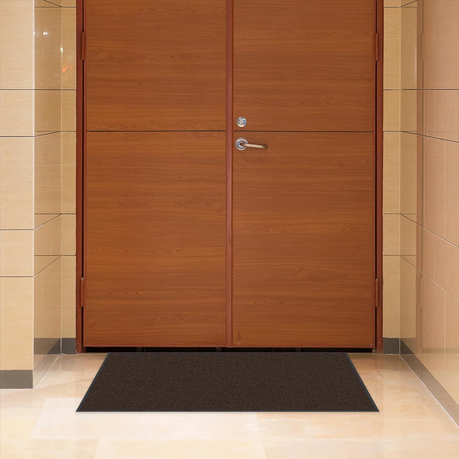 Apache Mills Apache Rib 3' x 5' Non Slip Dirt Trapping Stain Resistant Indoor/Outdoor Door Mat, Cocoa