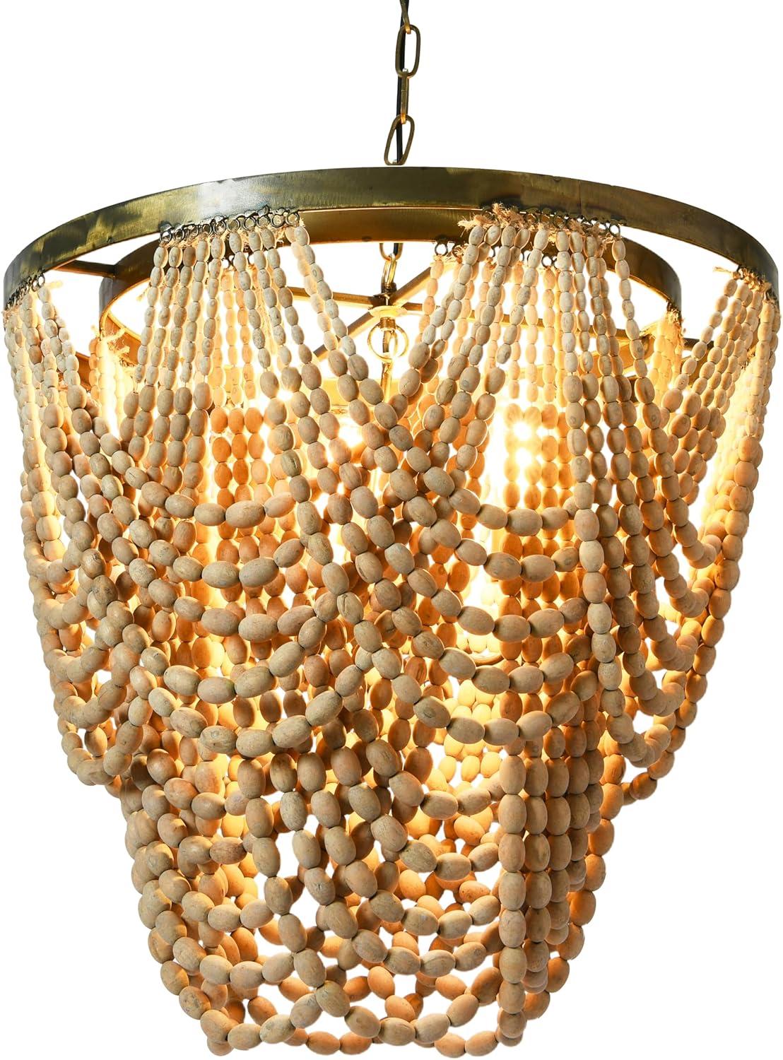 Storied Home Draped Wood Bead Chandelier