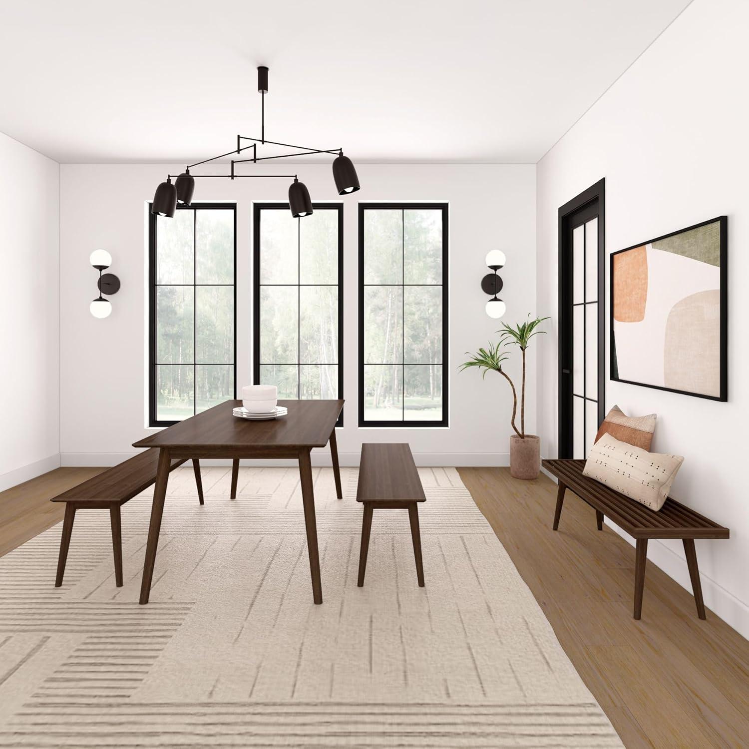 Plank+Beam 72" Mid Century Modern Dining Table, Solid Wood Kitchen & Dining Room Table for 6, Walnut