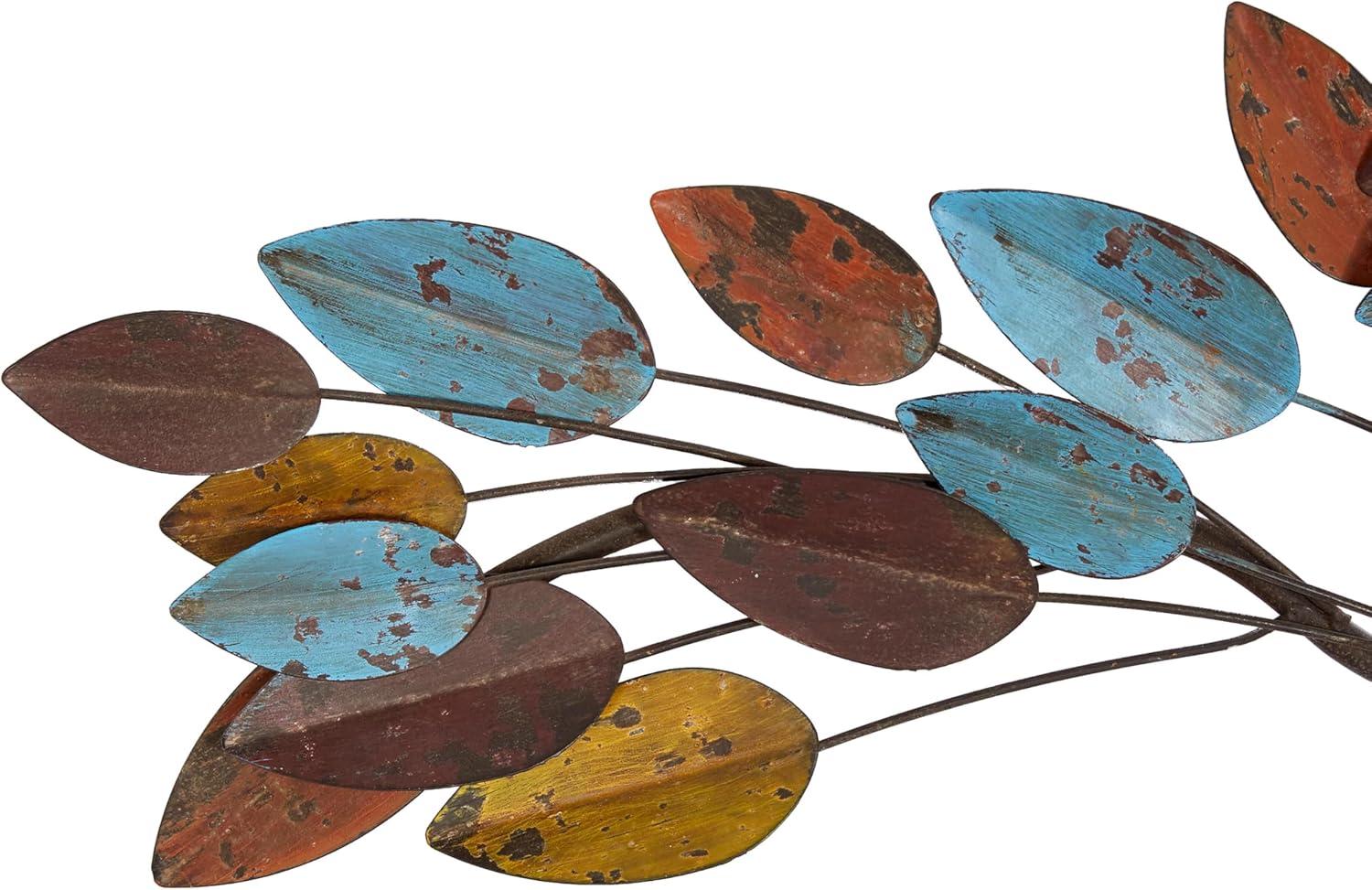 DecMode Multi Colored Metal Leaf Wall Decor