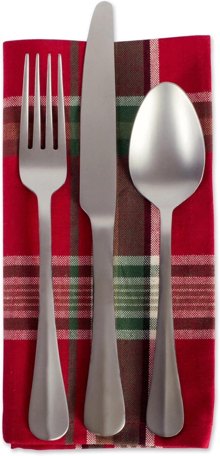 Tango Red Plaid Cotton Christmas Napkin Set, 18x18"