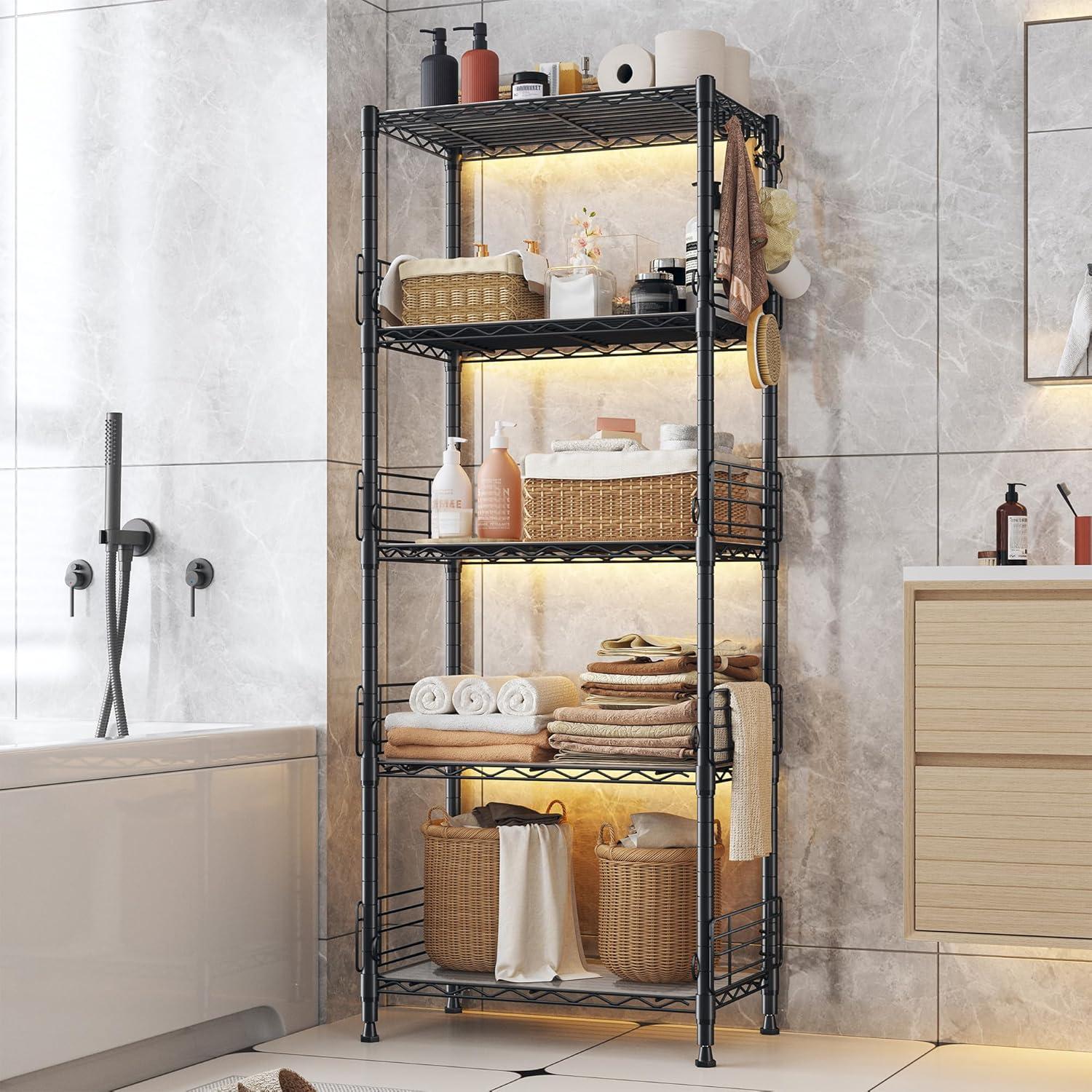 Adjustable Black Heavy Duty 5-Tier Wire Storage Shelf