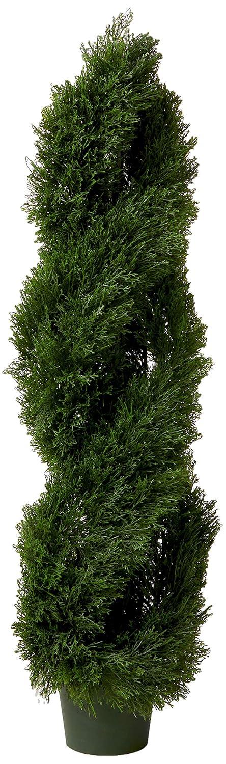 Nearly Natural Double Pond Cypress Spiral Topiary UV Resistant With 1036 Leaves