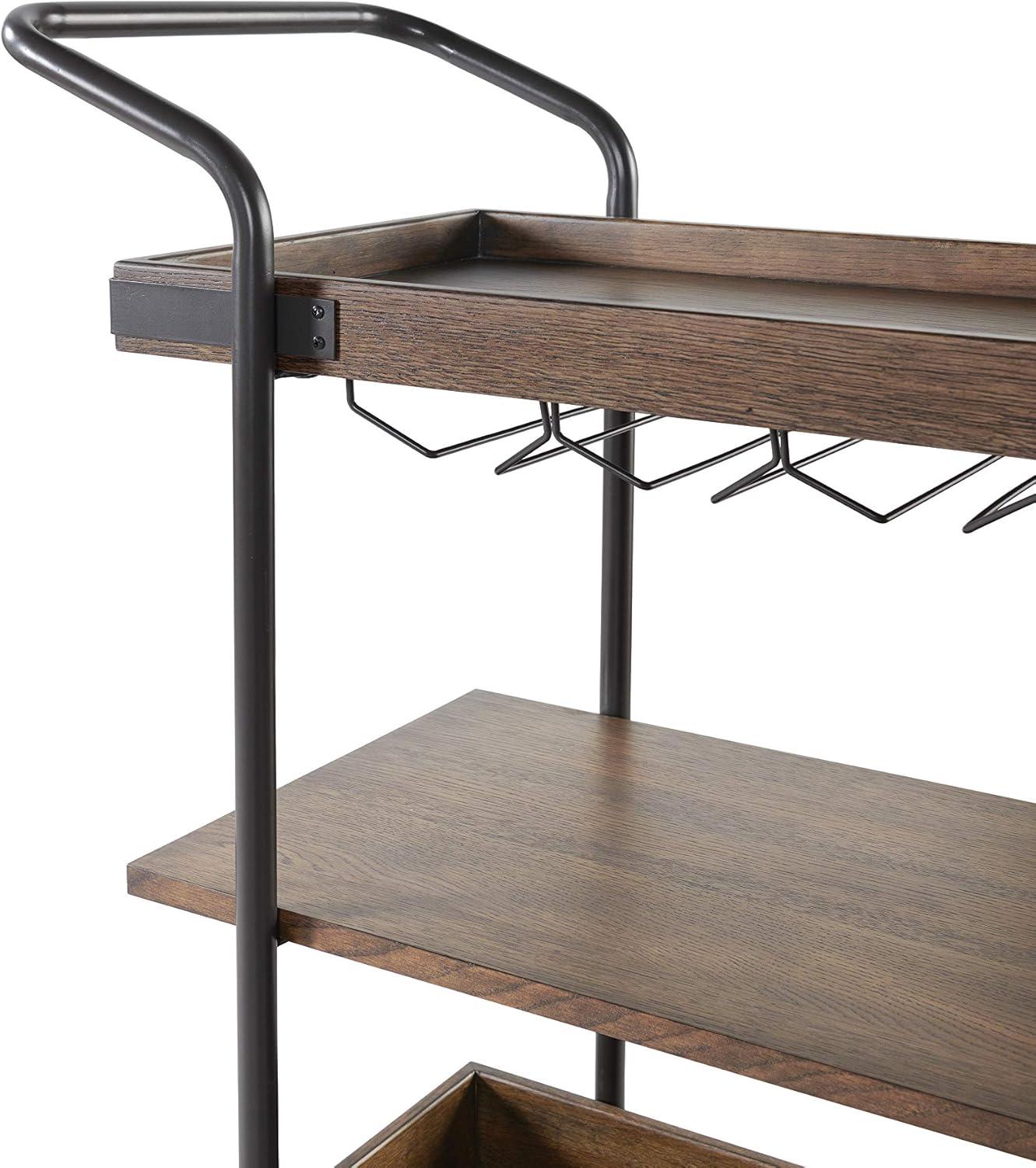 32 in. Kyra Oak & Metal Bar Cart