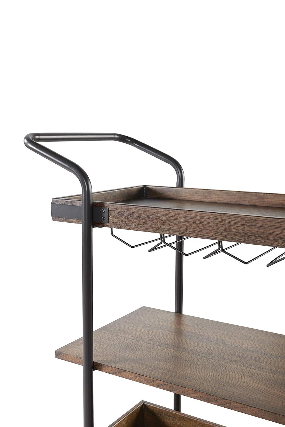 32 in. Kyra Oak & Metal Bar Cart