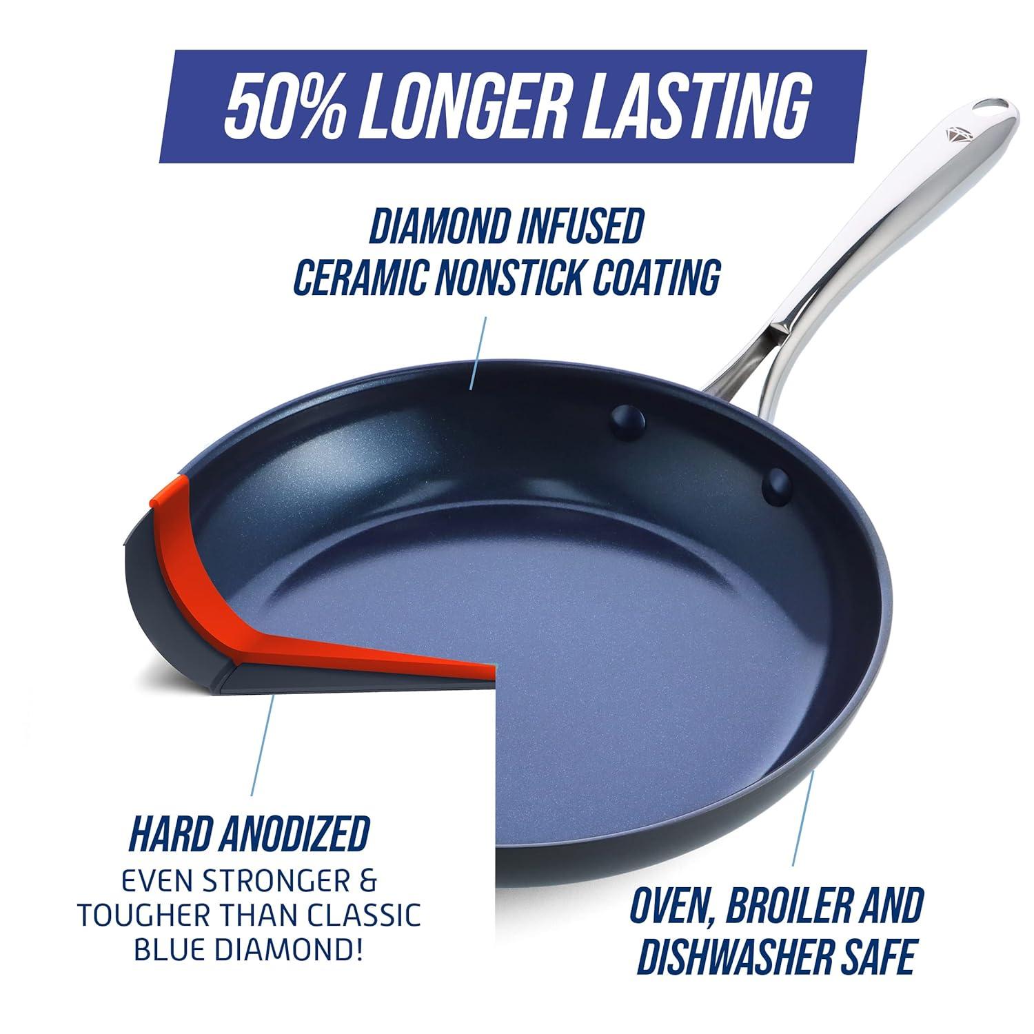 Blue Diamond Hard Anodized Nonstick 2pc Fry Pan Set, 10" & 12"
