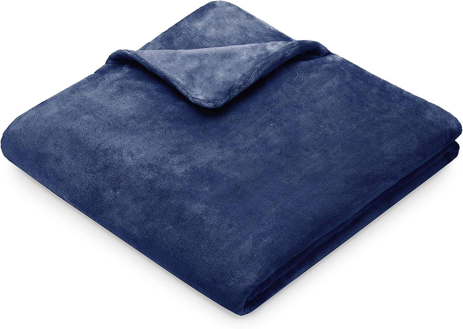 Navy Plush 15lb Weighted Blanket with Removable Cover