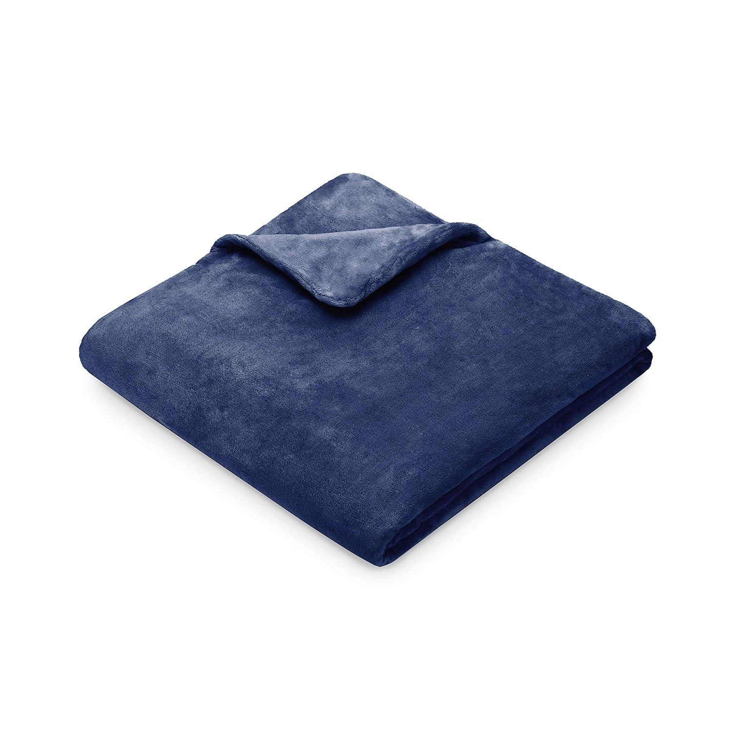 Navy Plush 15lb Weighted Blanket with Removable Cover