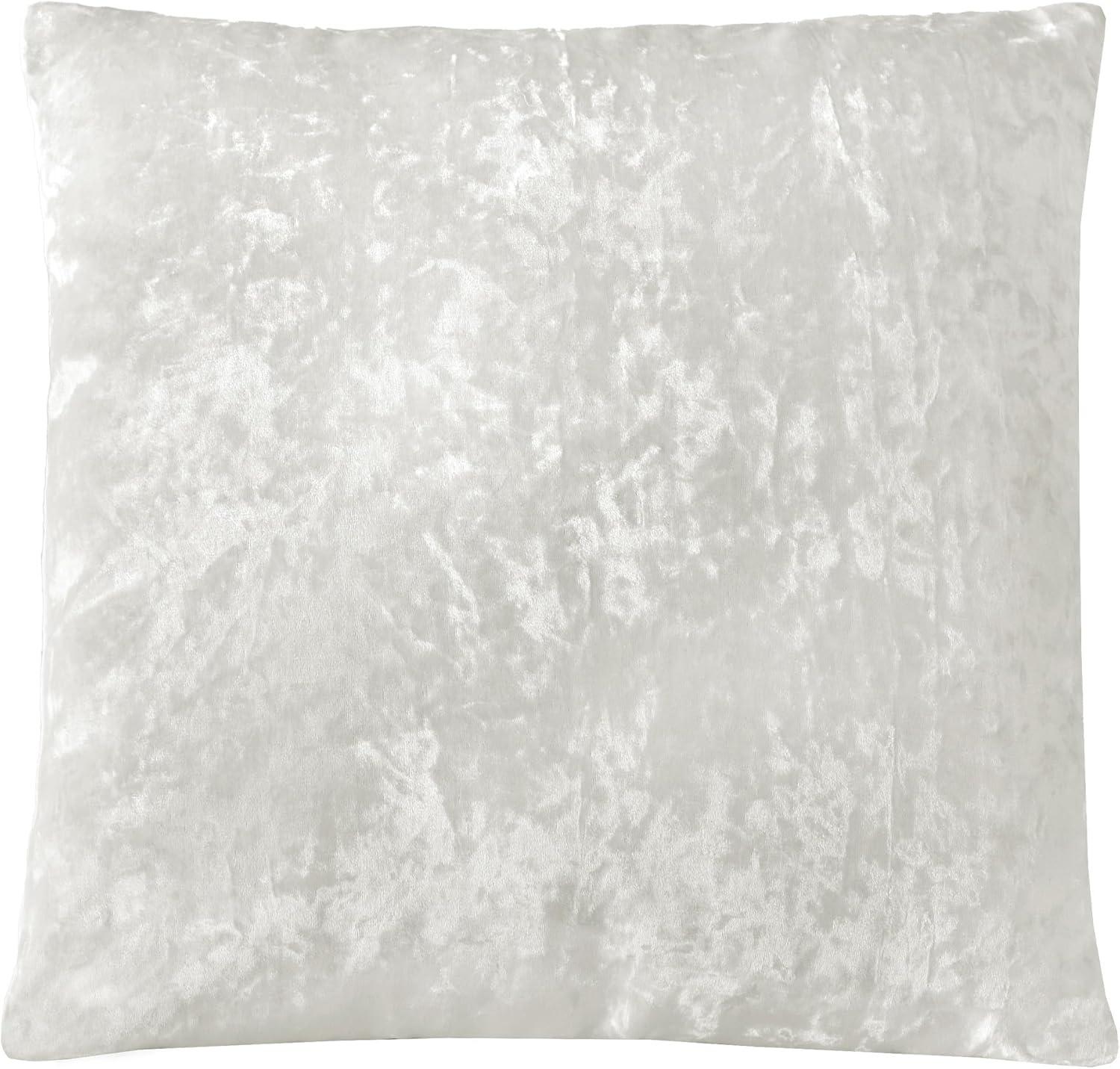 Harper 18" Square Creamy White Crushed Velvet Throw Pillow