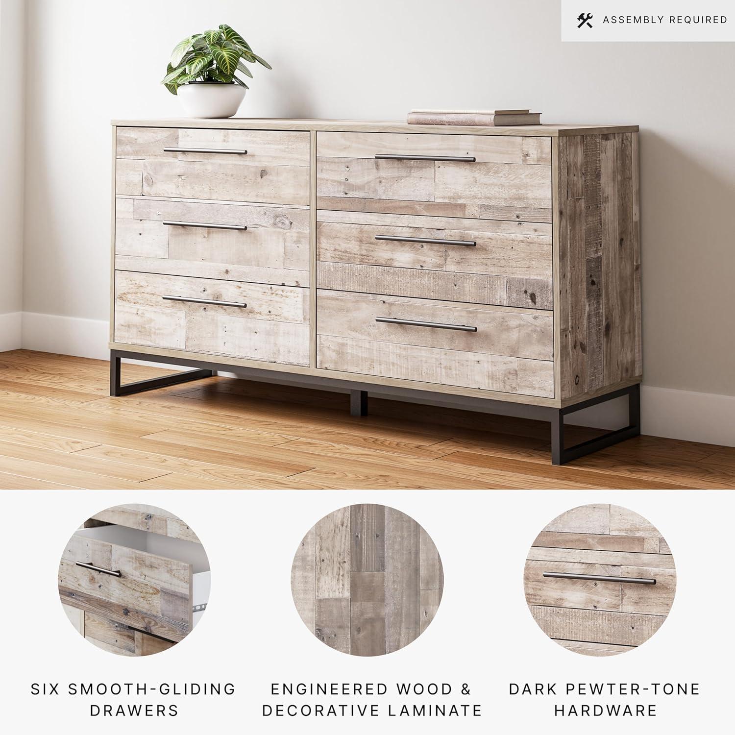 Signature Design by Ashley Casual Neilsville 6 Drawer Dresser, Whitewash