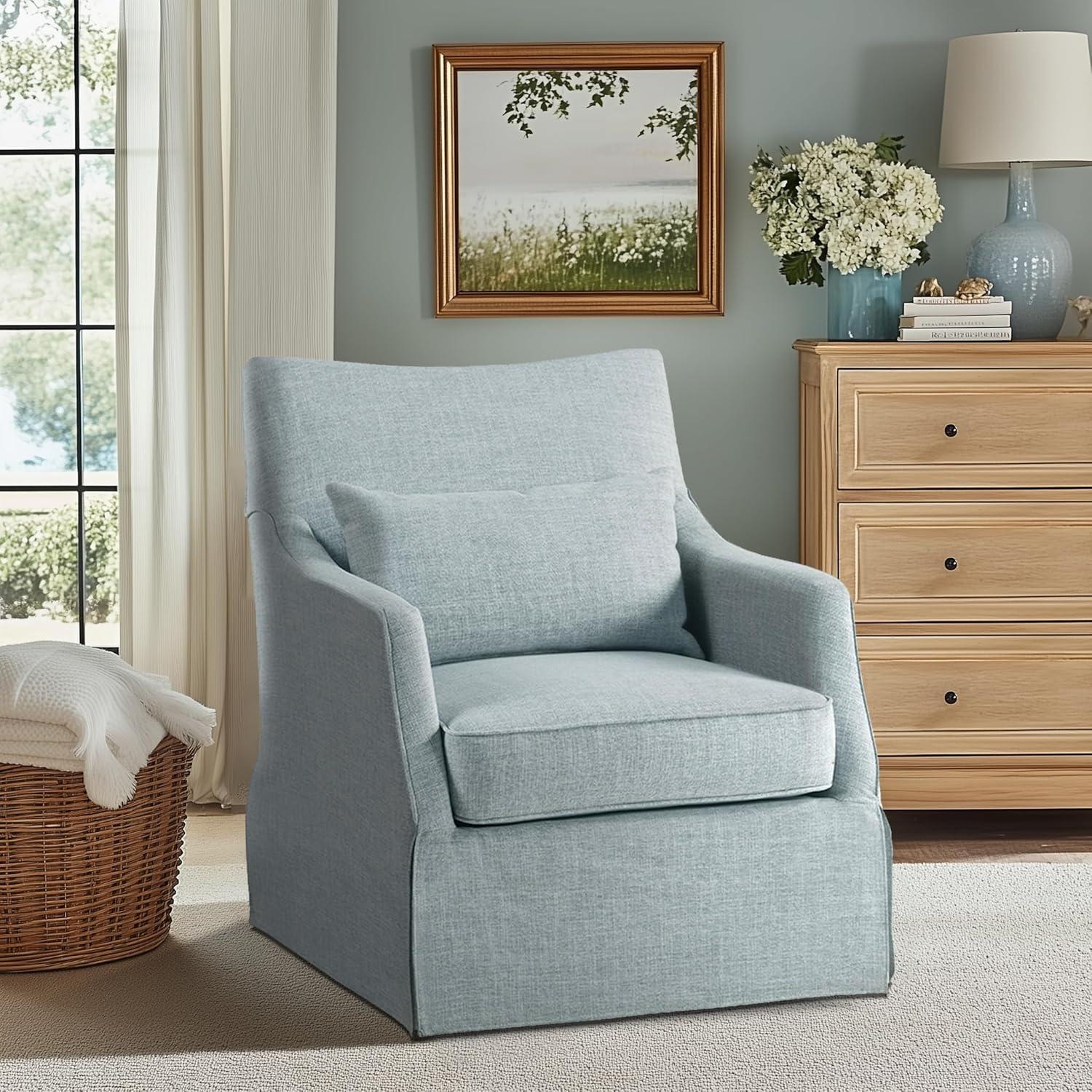 Martha Stewart London 360°Swivel Armchair with Lumbar Pillow