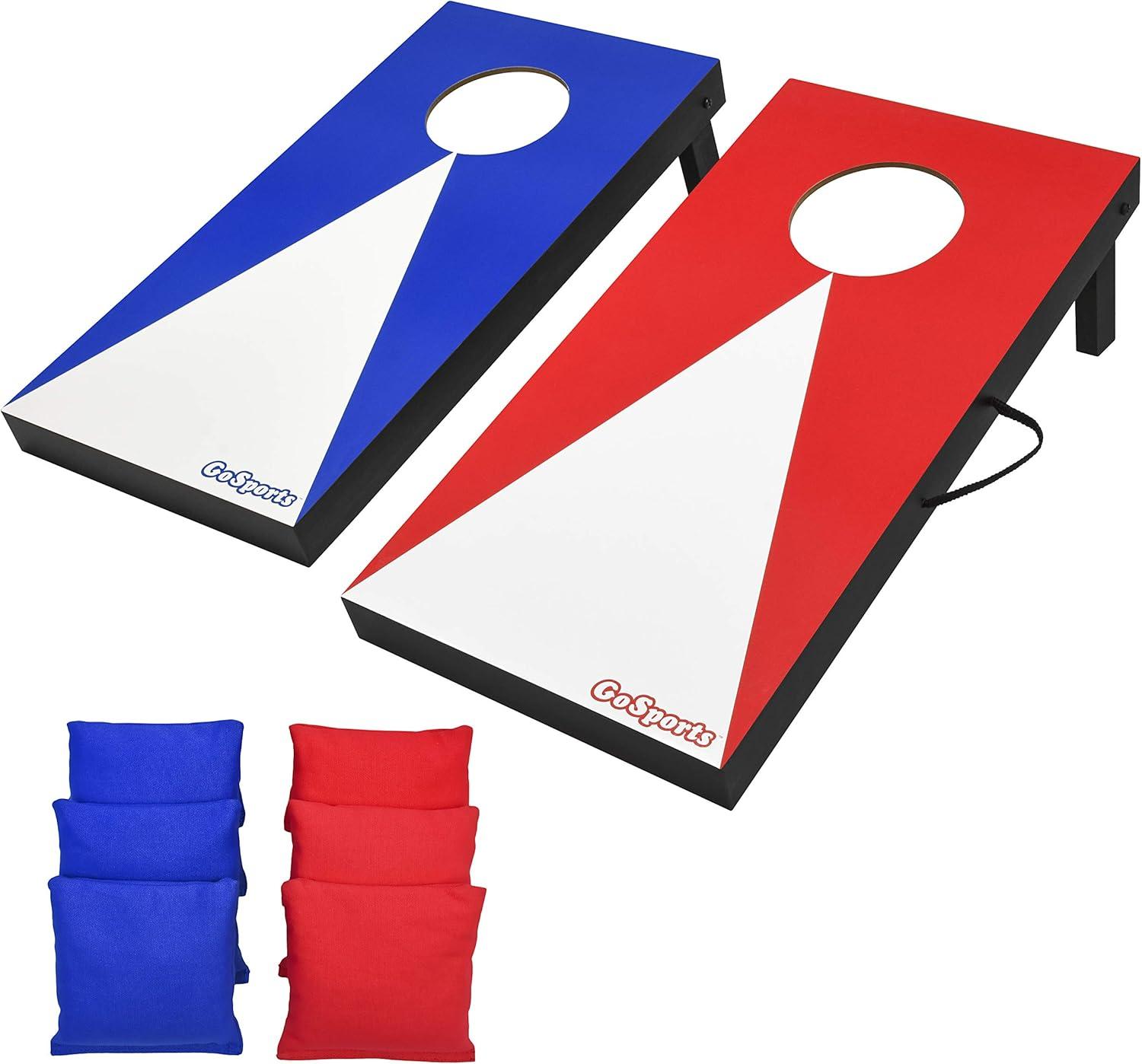 GoSports Junior Size Red and Blue Cornhole Game Set with 6 Bean Bags