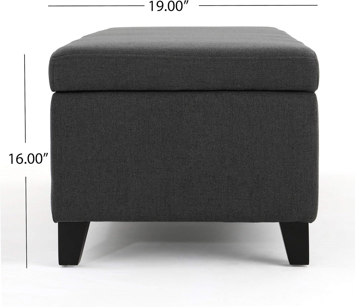 Dark Grey Birch Fabric Storage Ottoman with Legs