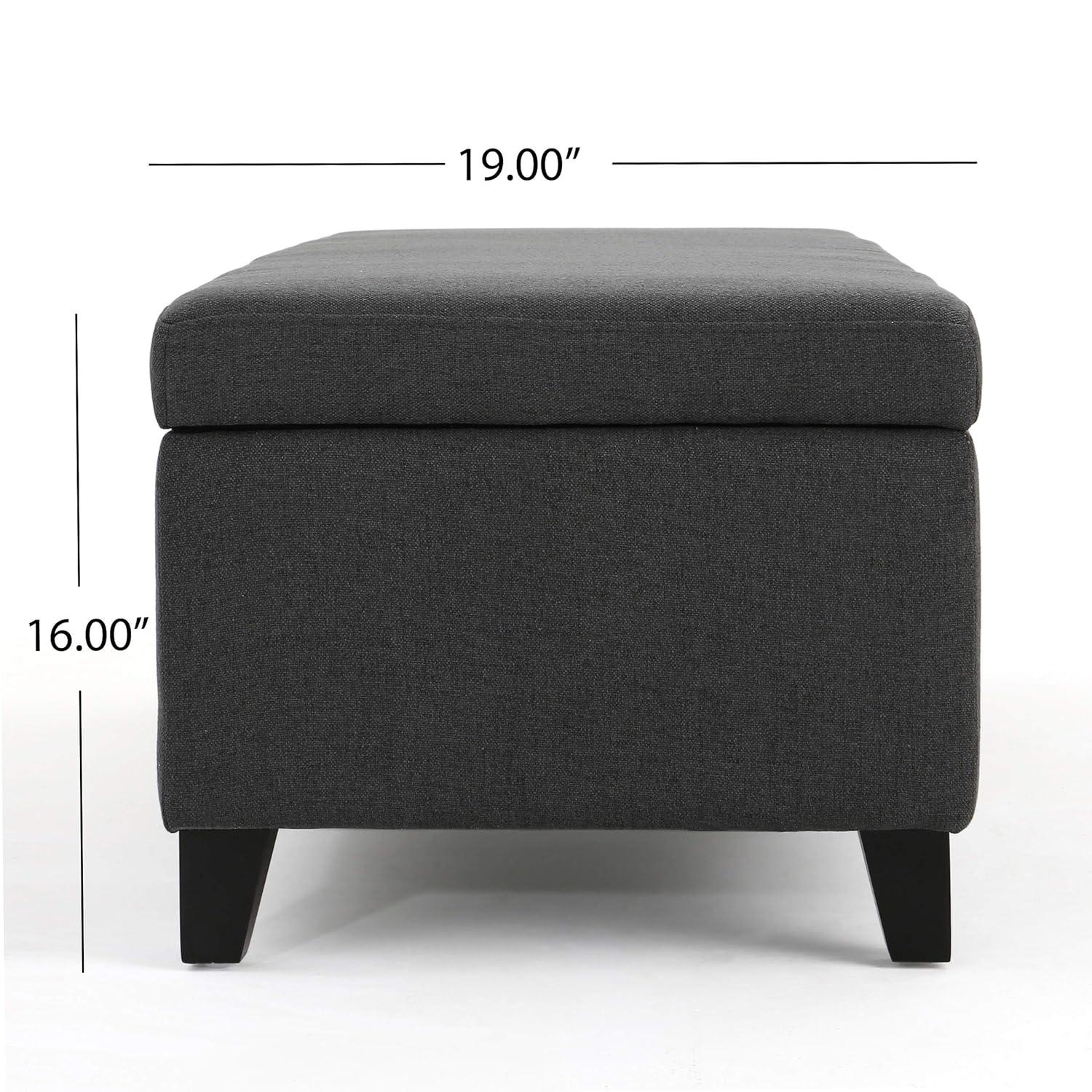 York Storage Ottoman Dark Gray - Christopher Knight Home: Upholstered, Rectangular, No Assembly Required