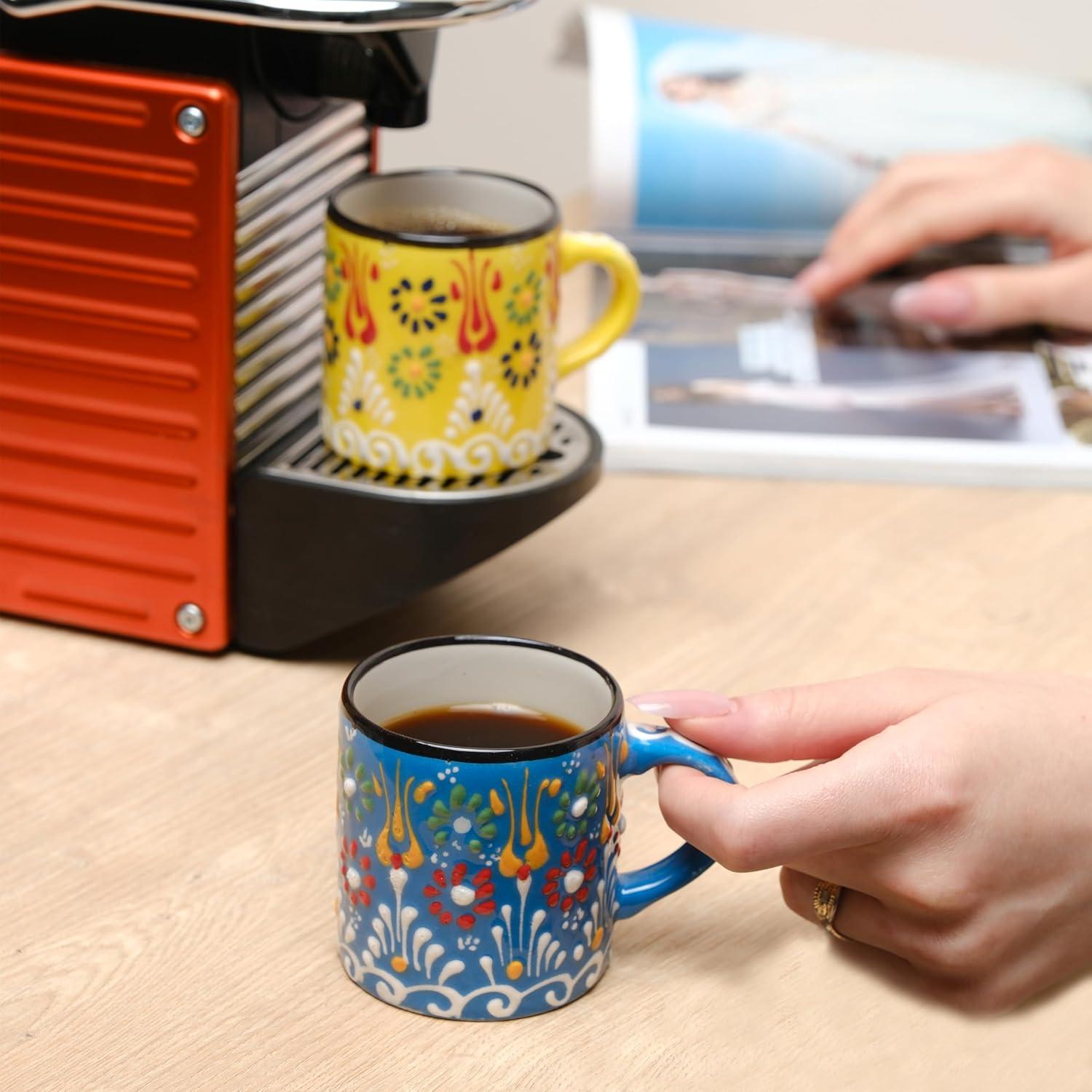 Handcrafted Multicolor Ceramic Espresso Cups Set of 4