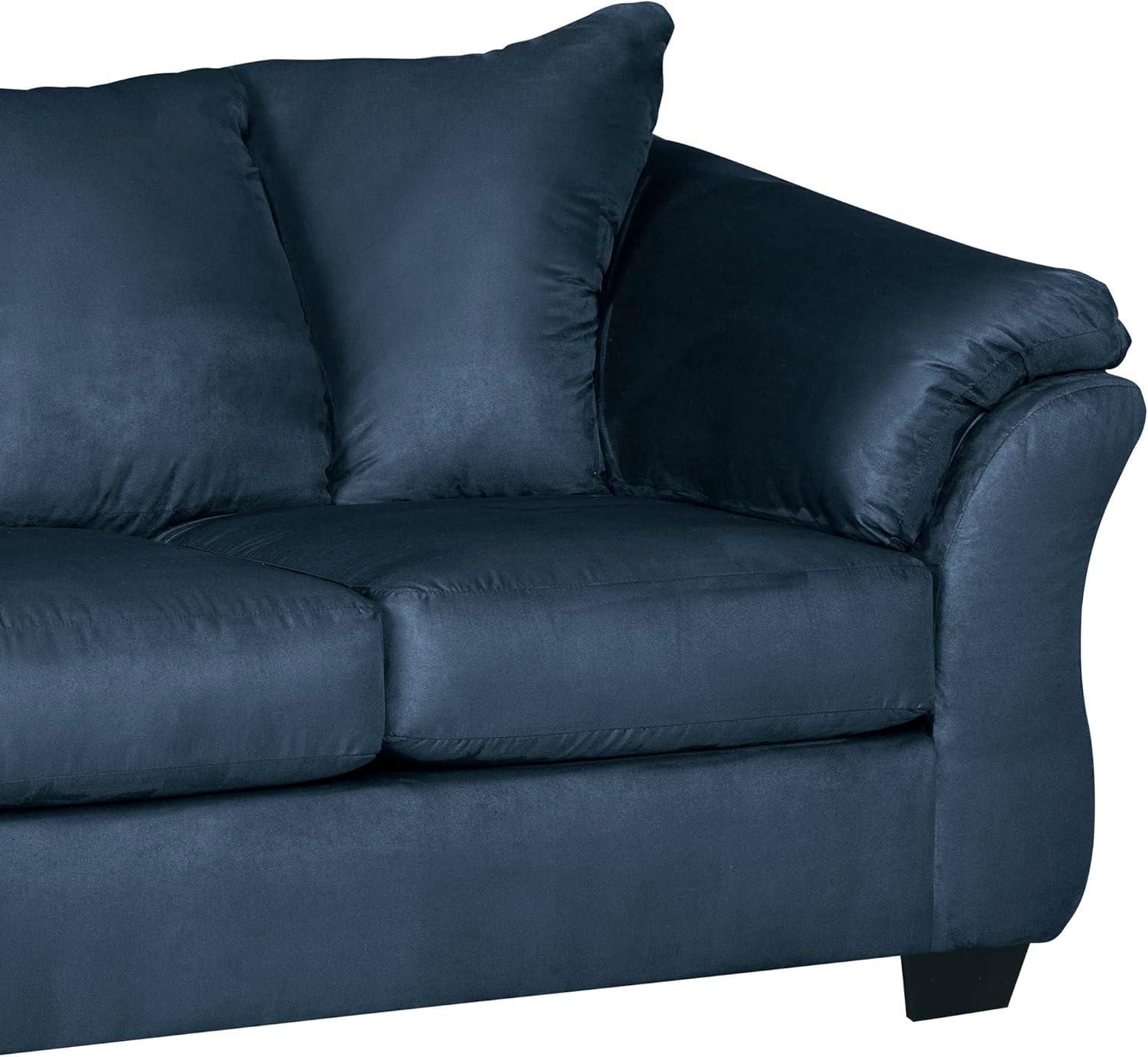 Roundhill Furniture Aruca Navy Blue Microfiber Pillow Back Sofa