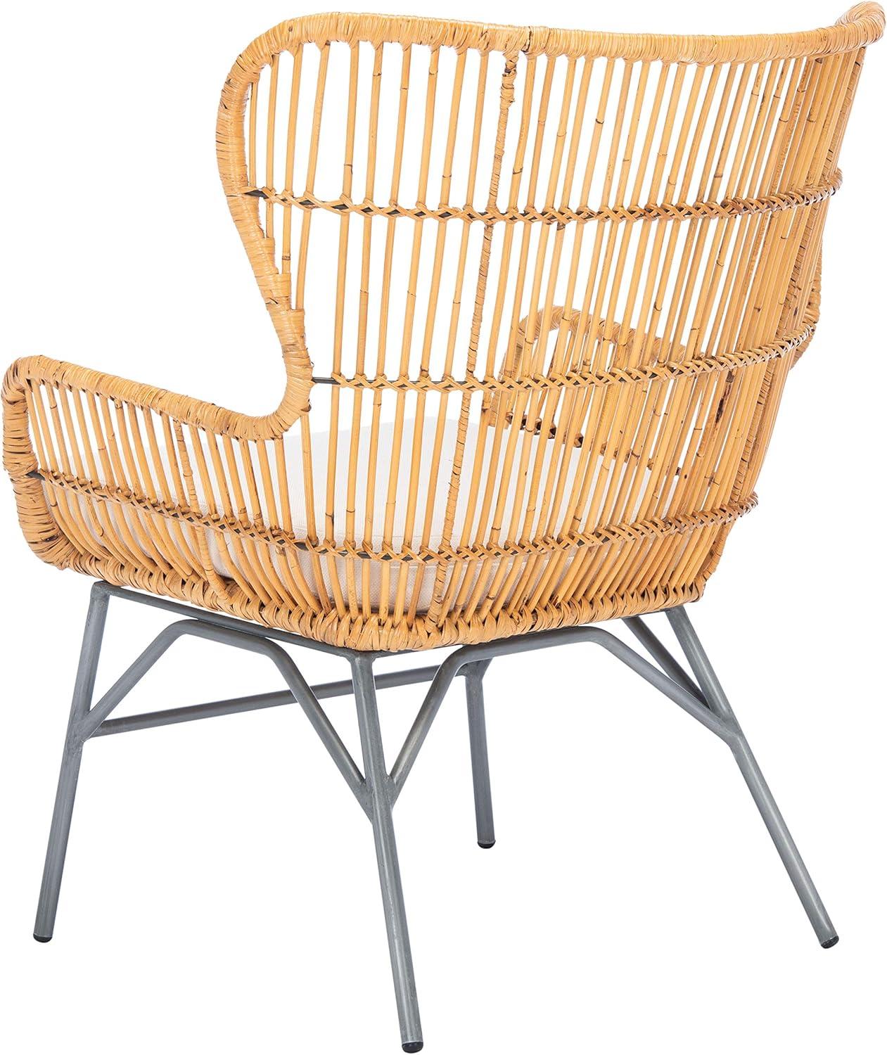 Lenu Rattan Accent Chair with Cushion  - Safavieh