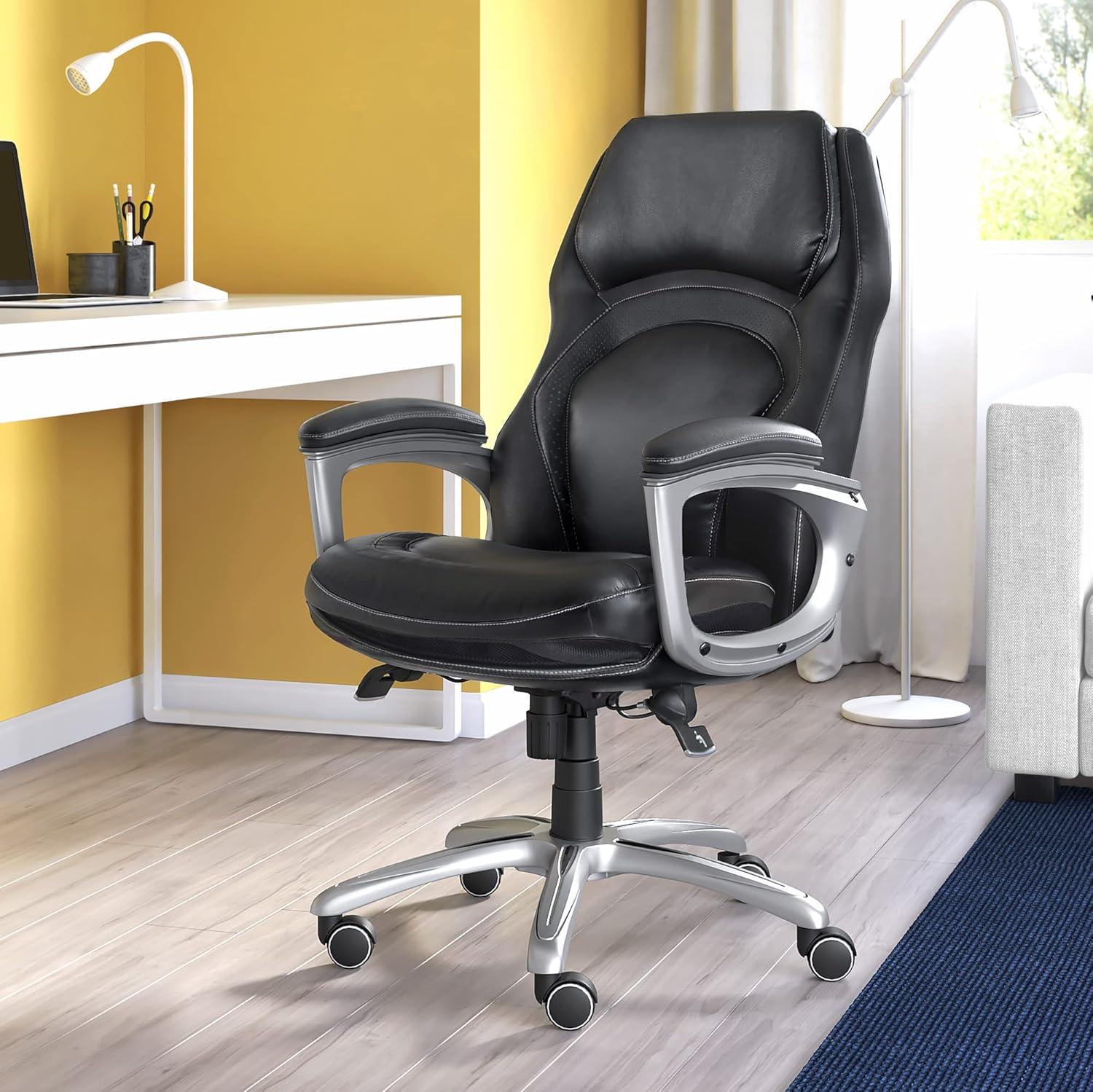 Black Bonded Leather Ergonomic Executive Swivel Chair