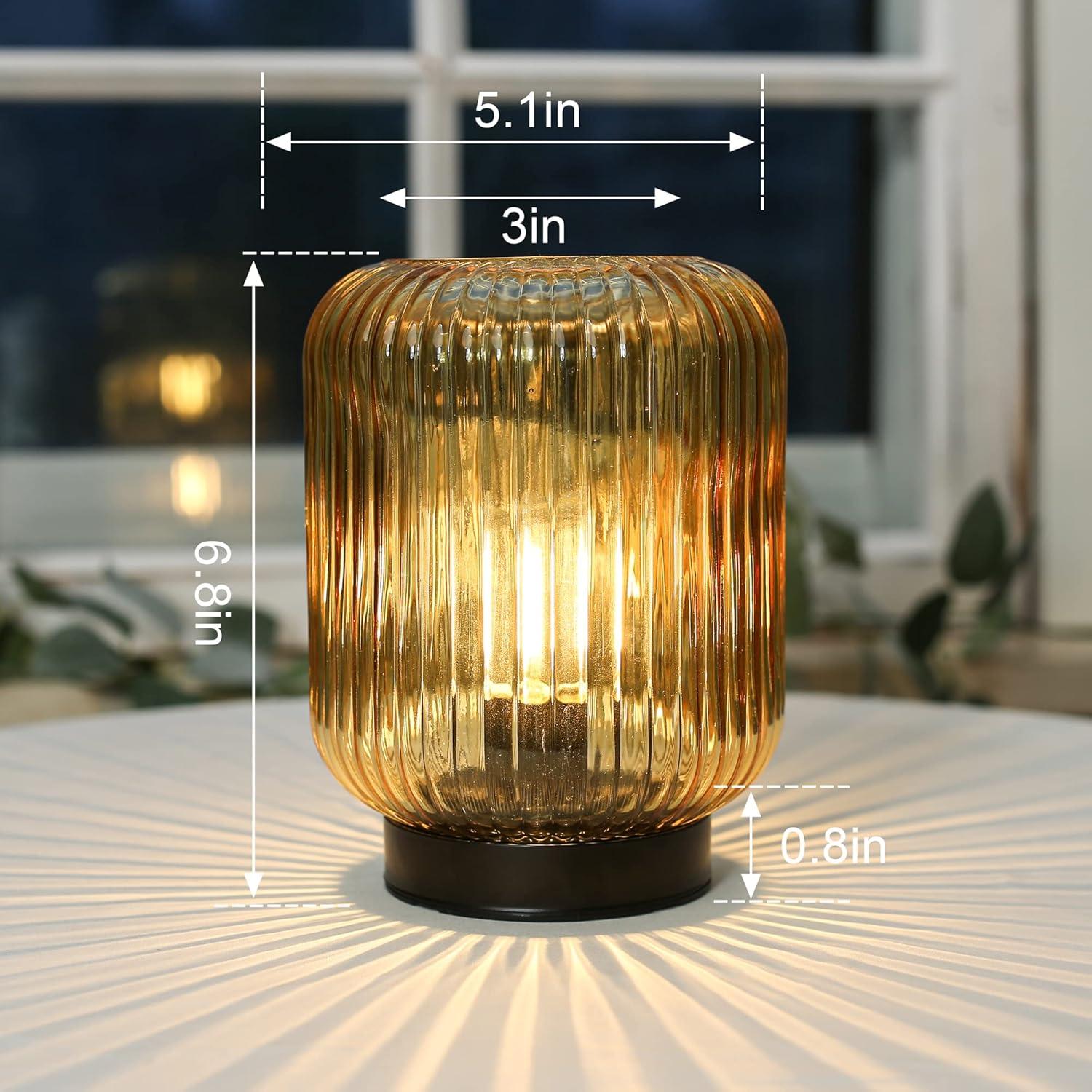 Gold Glass Cordless LED Table Lamp for Outdoor and Indoor Use