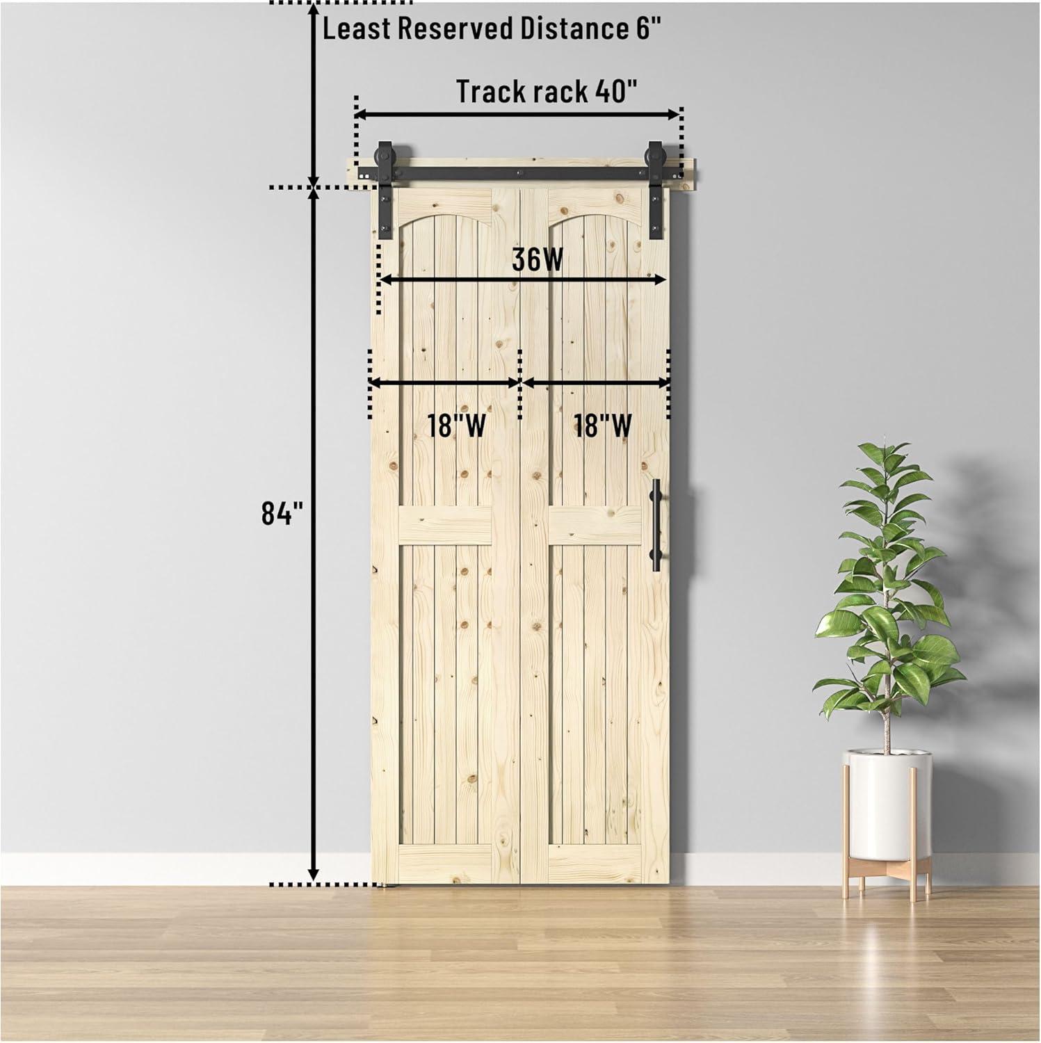 84'' Assembled Solid Wood Bi-Fold Barn Doors with Installation Hardware Kit