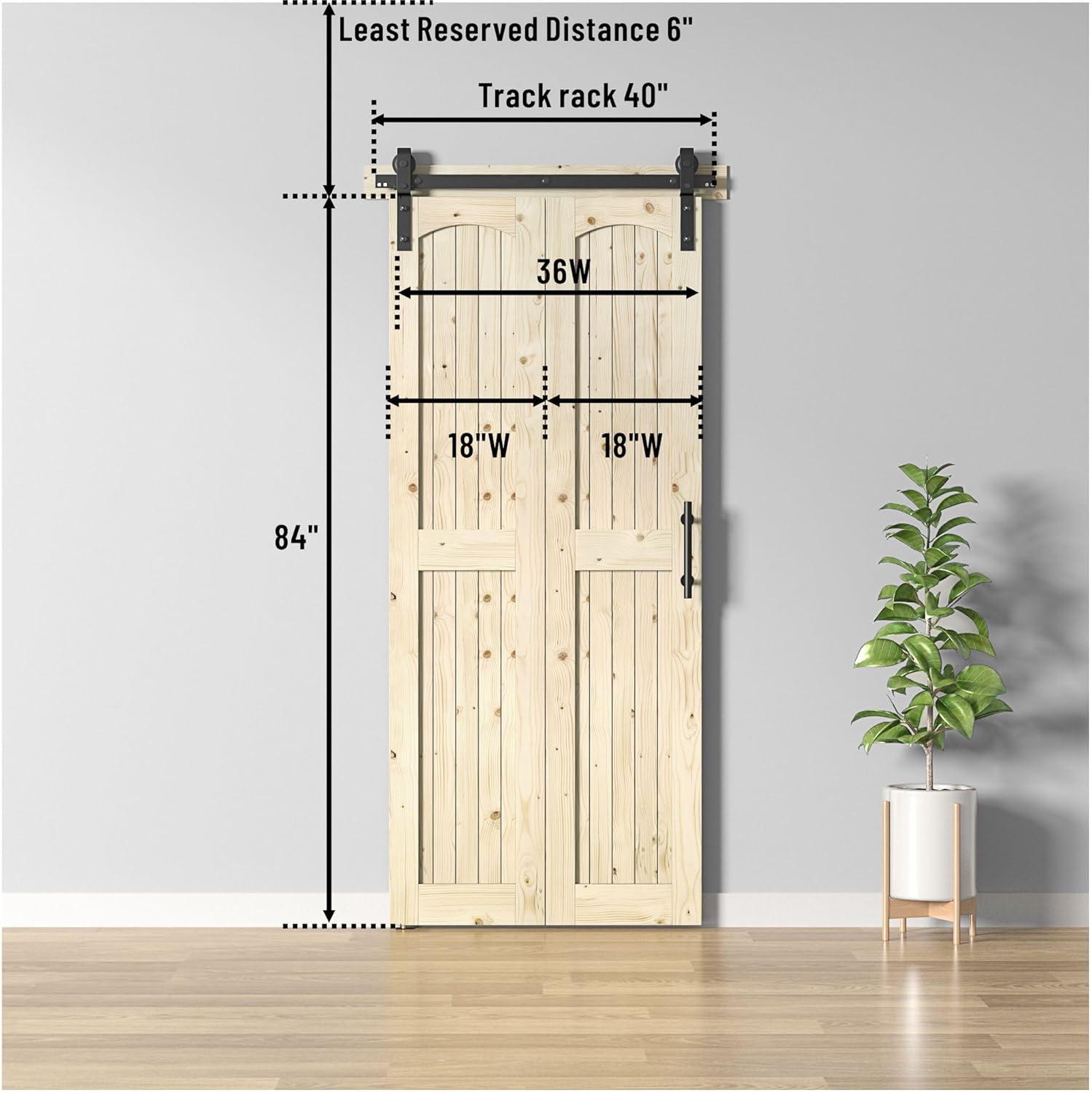 84'' Assembled Solid Wood Bi-Fold Barn Doors with Installation Hardware Kit